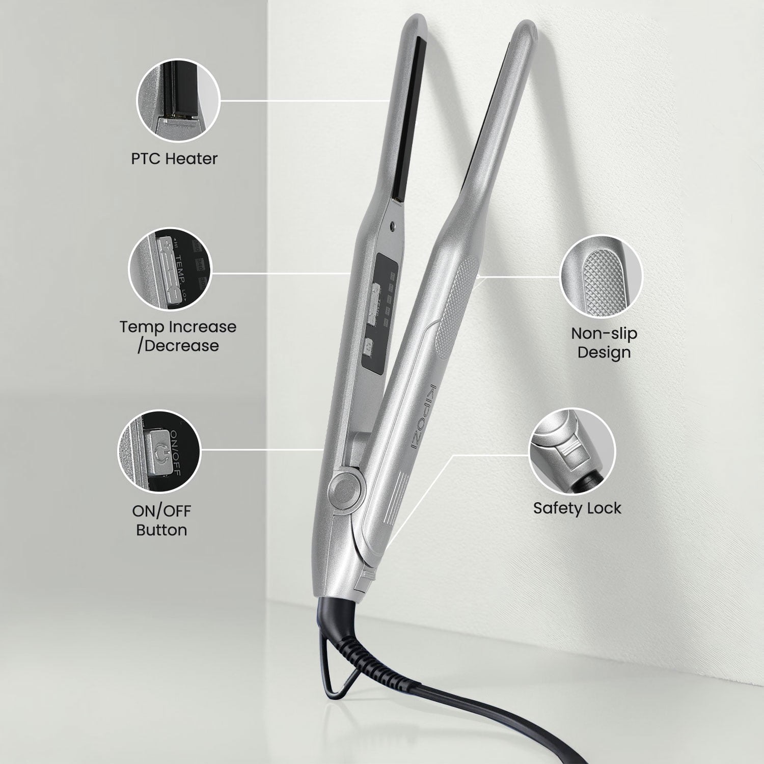 KIPOZI 0.3″ Mini Small Pencil Flat Iron Curling Straightener for Pixie Cut Bangs