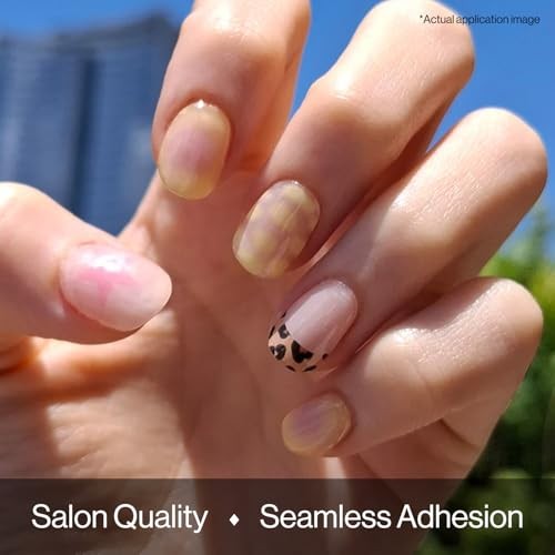 Semi Cured Gel Nail Strips (N Y2K Muse) – Yellow, Art, Works with Any Lamps,