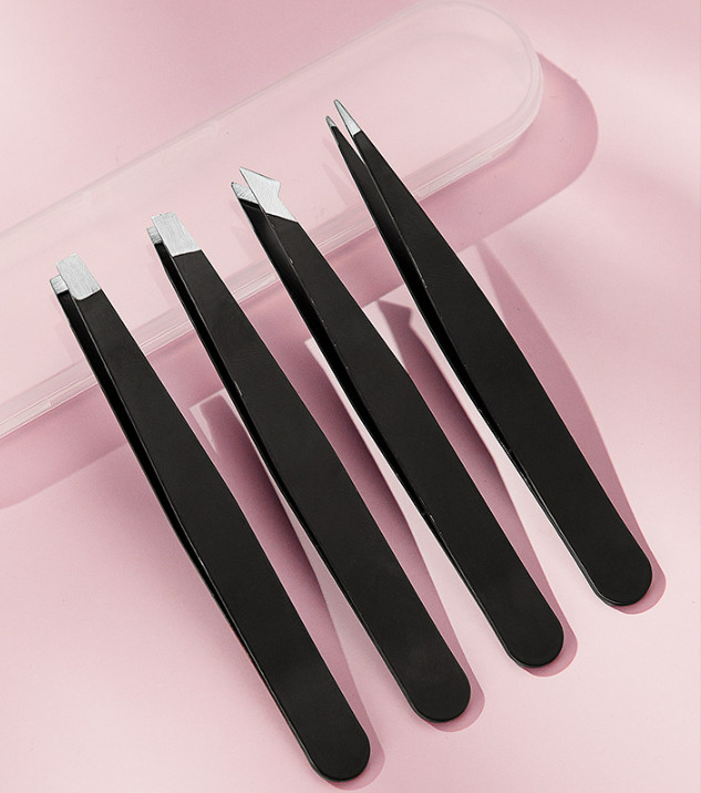 Eyebrow Tweezers Clip 4Piece Hair Beauty Pluckers for Removing Facial Hair