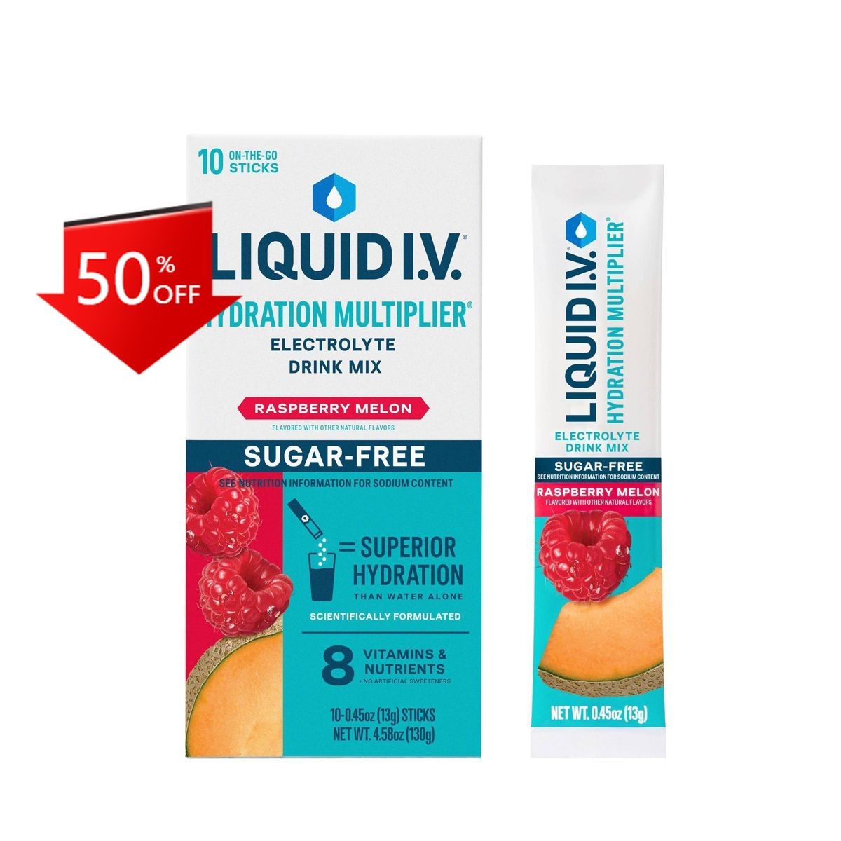 Liquid I.V. Sugar Free Hydration Multiplier Vegan Powder Electrolyte-0.45oz/10ct