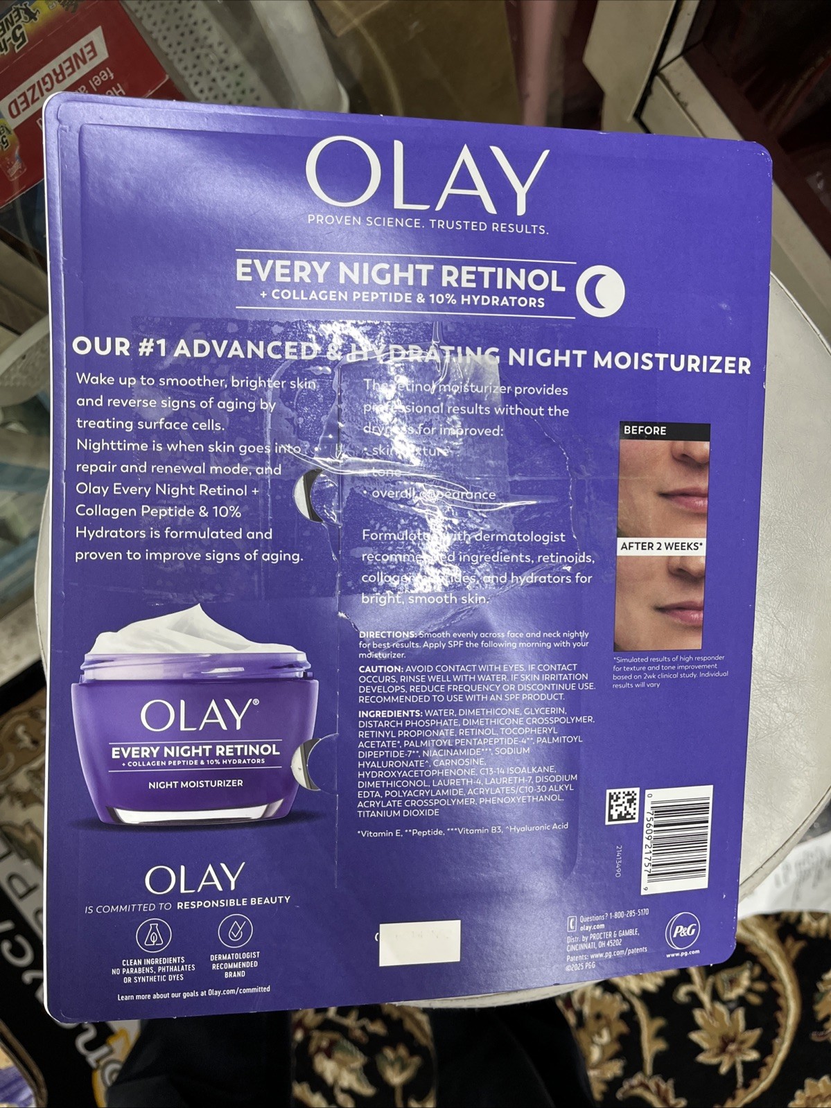Olay Every Night Retinol Face Moisturizer, Anti-Aging Care, 1.7 oz, 2pk （open）