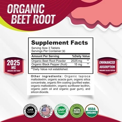 Organic Beet Root with Black Pepper – 2025mg for Circulation & Energy