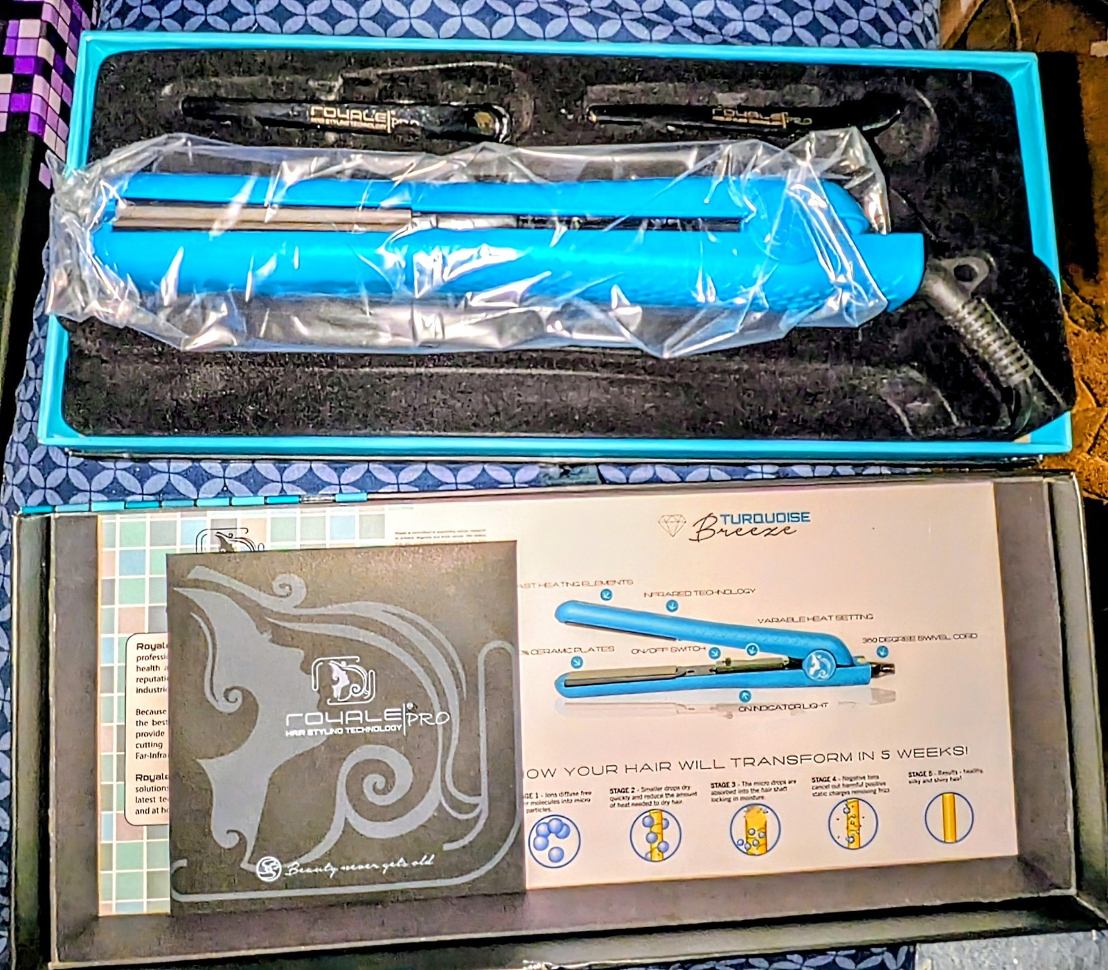 Royale Pro Hair Straightener Ceramic Plate Iron Turquiose Breeze #S007-S