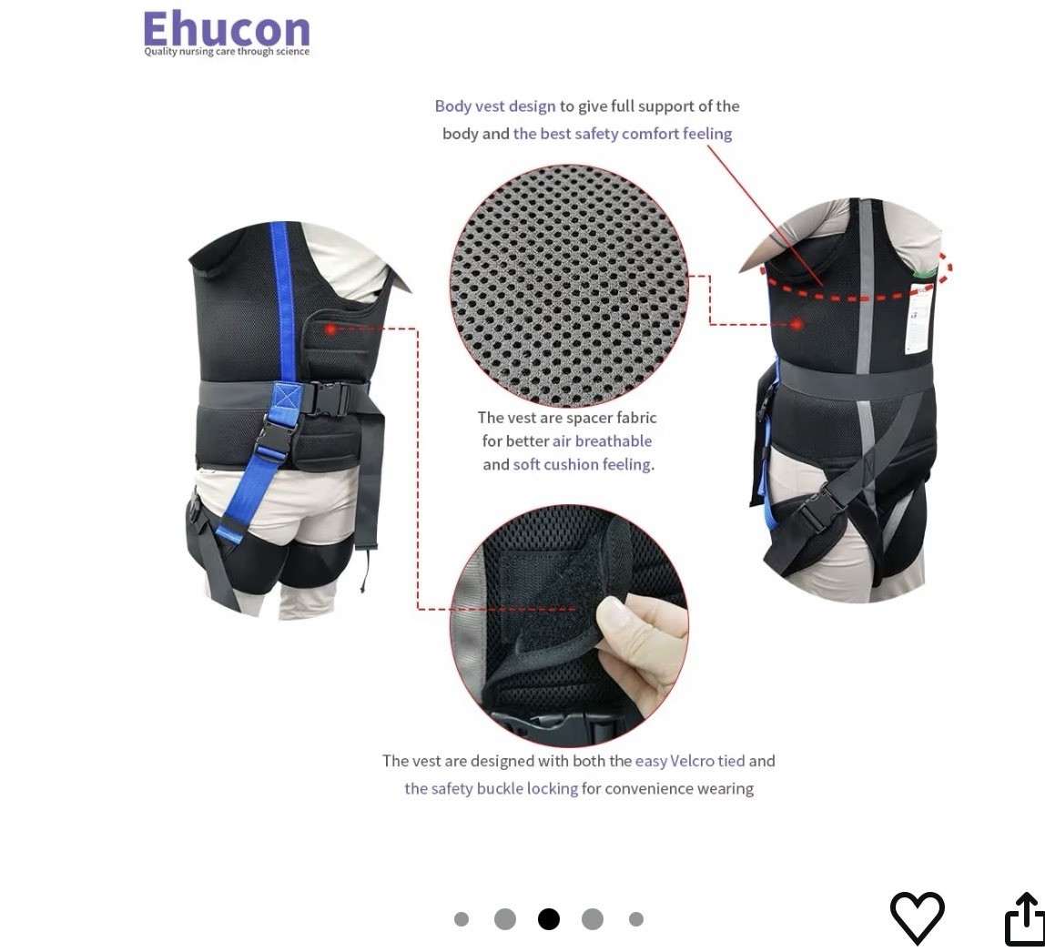 Full Body Lift Sling Hover Patient Walking Standing Aid Adjustable Waist Range