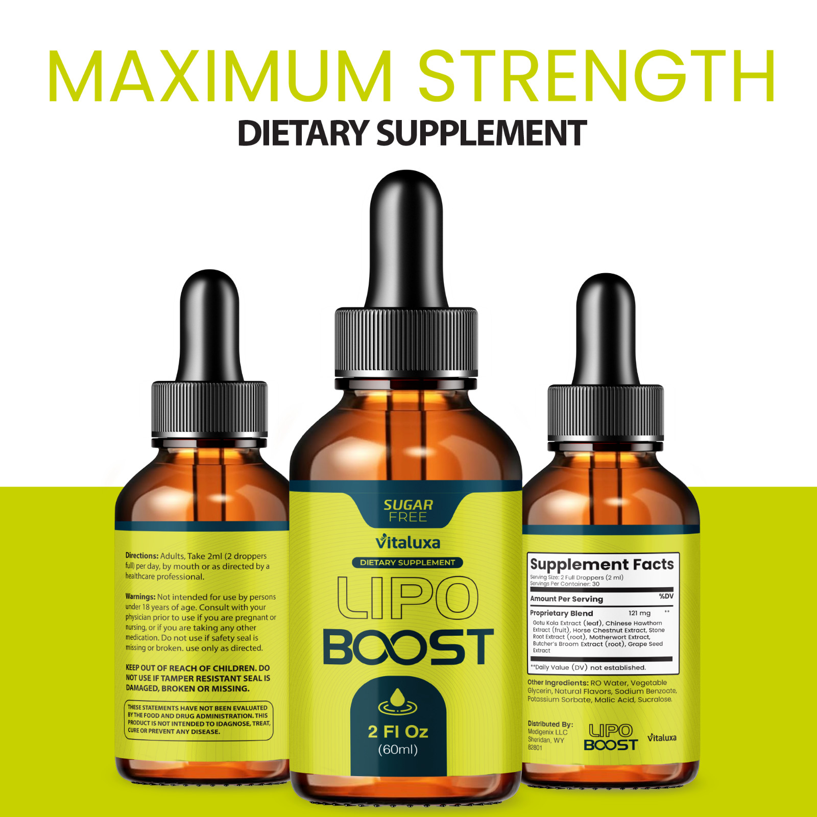 (5 Pack) Lipo Boost Drops, LipoBoost Liquid Supplement Premium Blend (10 oz)