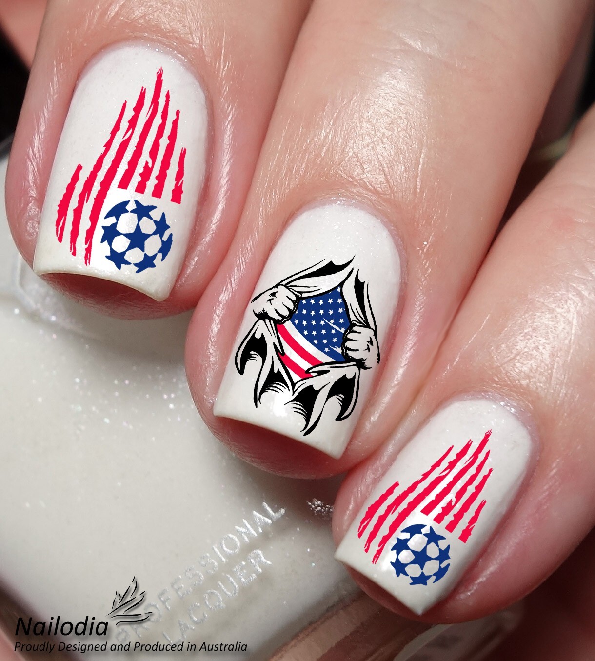 USA United States America Soccer Fan Nail Art Decal Sticker Water Transfer