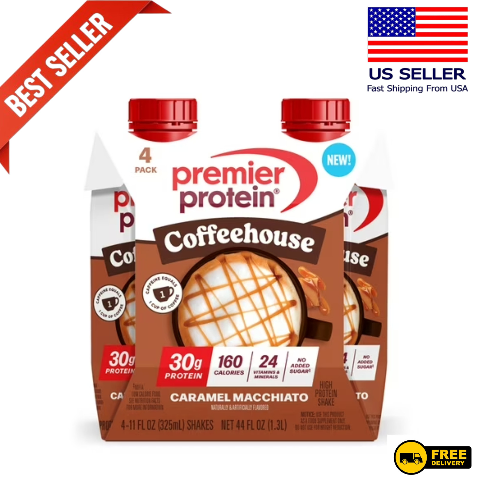 Premier Protein Shake, Coffeehouse Caramel Machiatto, 30g Protein, 11 Fl Oz, 4 C