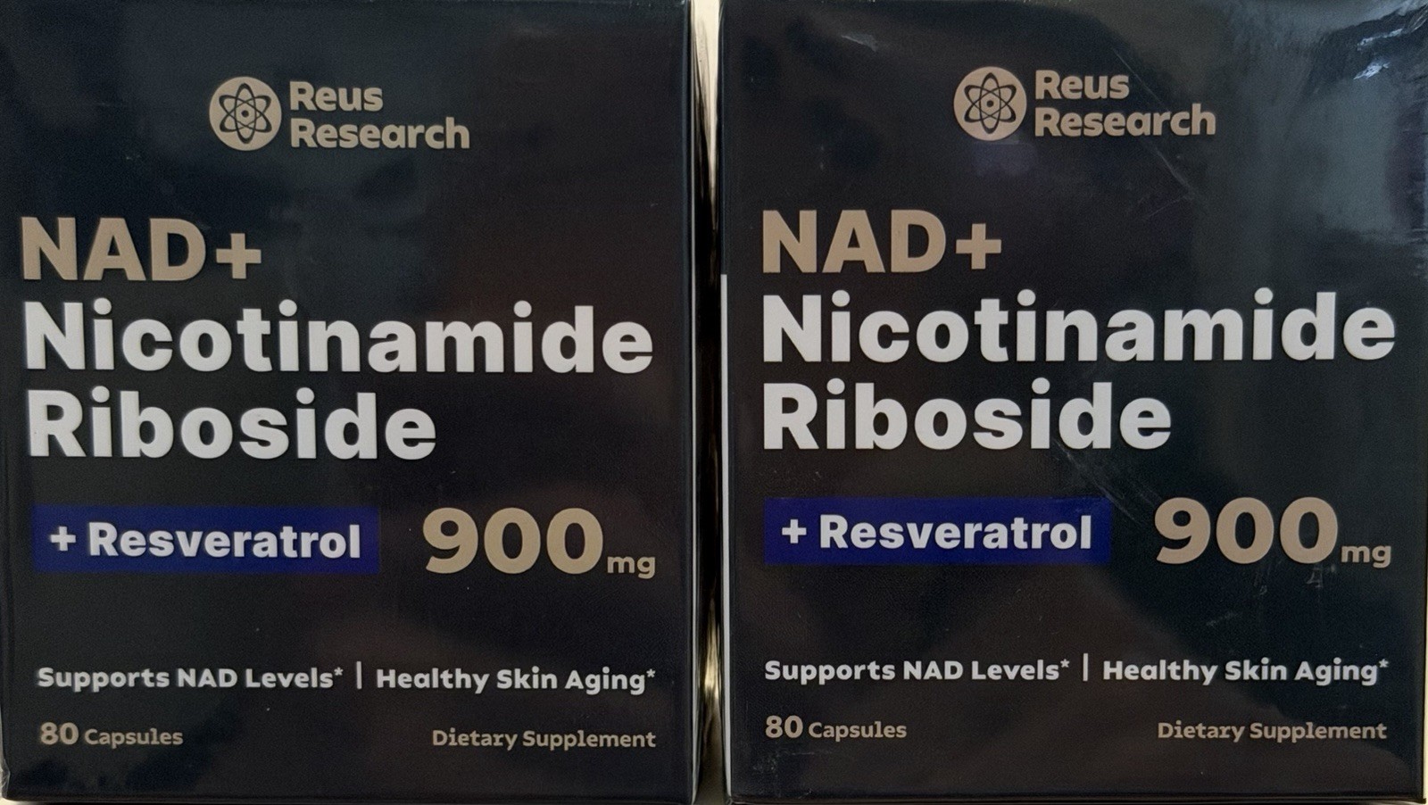 4 Pack NAD+ Nicotinamide Riboside + Resveratrol, 900mg, 80 Capsules. Exp 01/2027