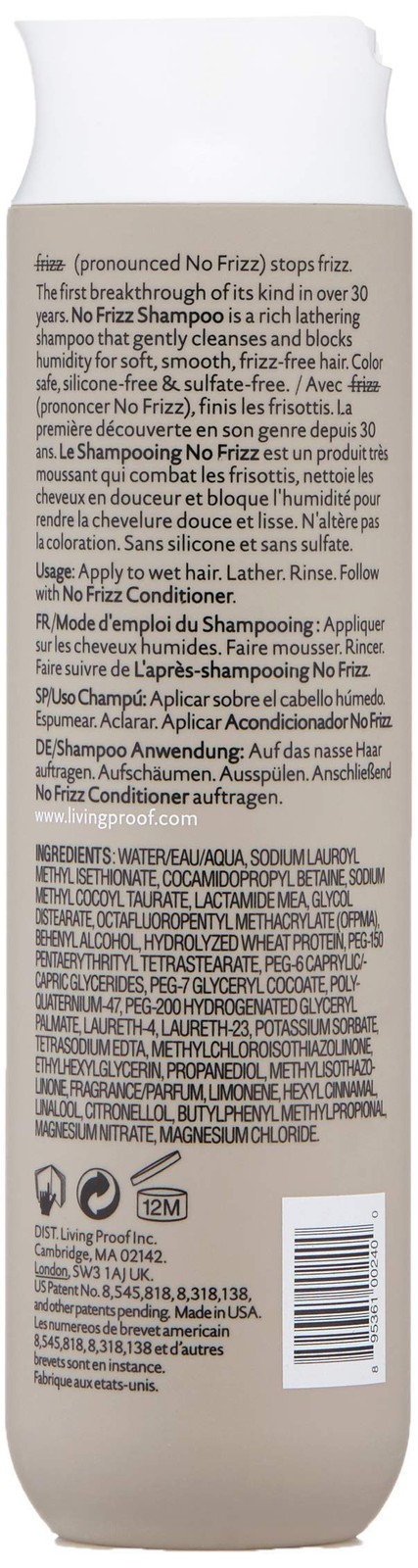 Living proof No Frizz Shampoo, 8 Fl Oz