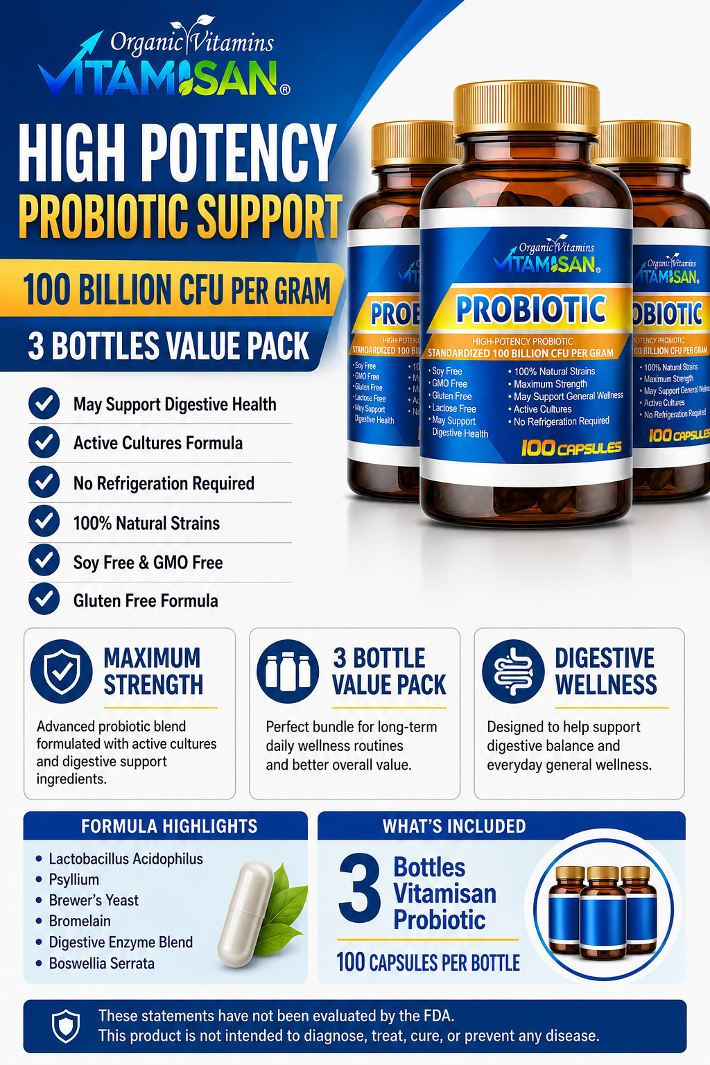 3 ULTRA PROBIOTIC 100 Billion CFUs 300 capsule NOW ULTIMATE FLORA PRIMAL NATURAL