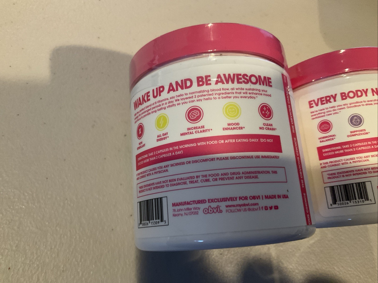 Obvi Goodbye Hello All Day Energy and Hormonal In Balance 2 Pack 60 Capsules New