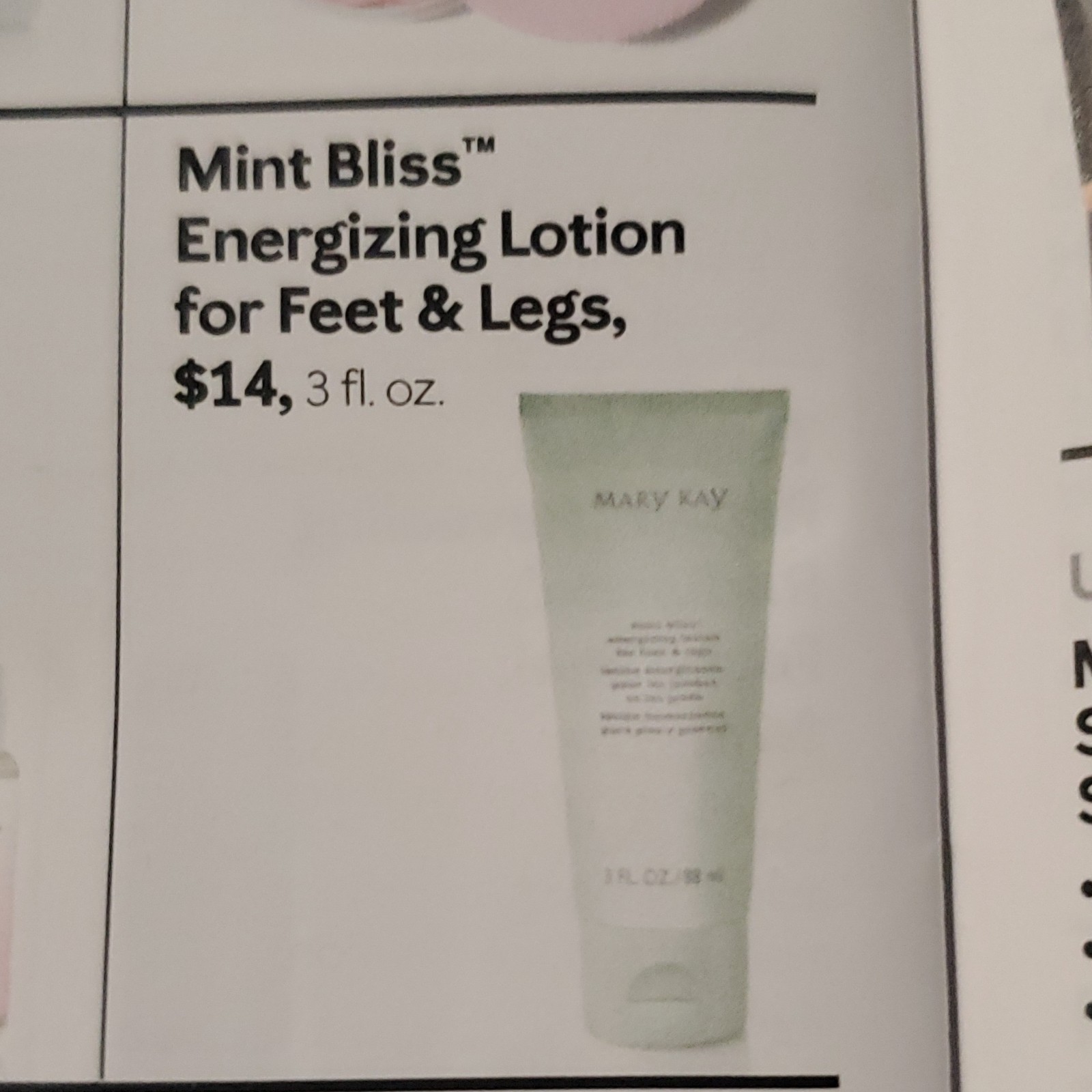 Mary Kay Mint Bliss Energizing Lotion w/ Mint for Feet & Legs, Green 3 fl oz