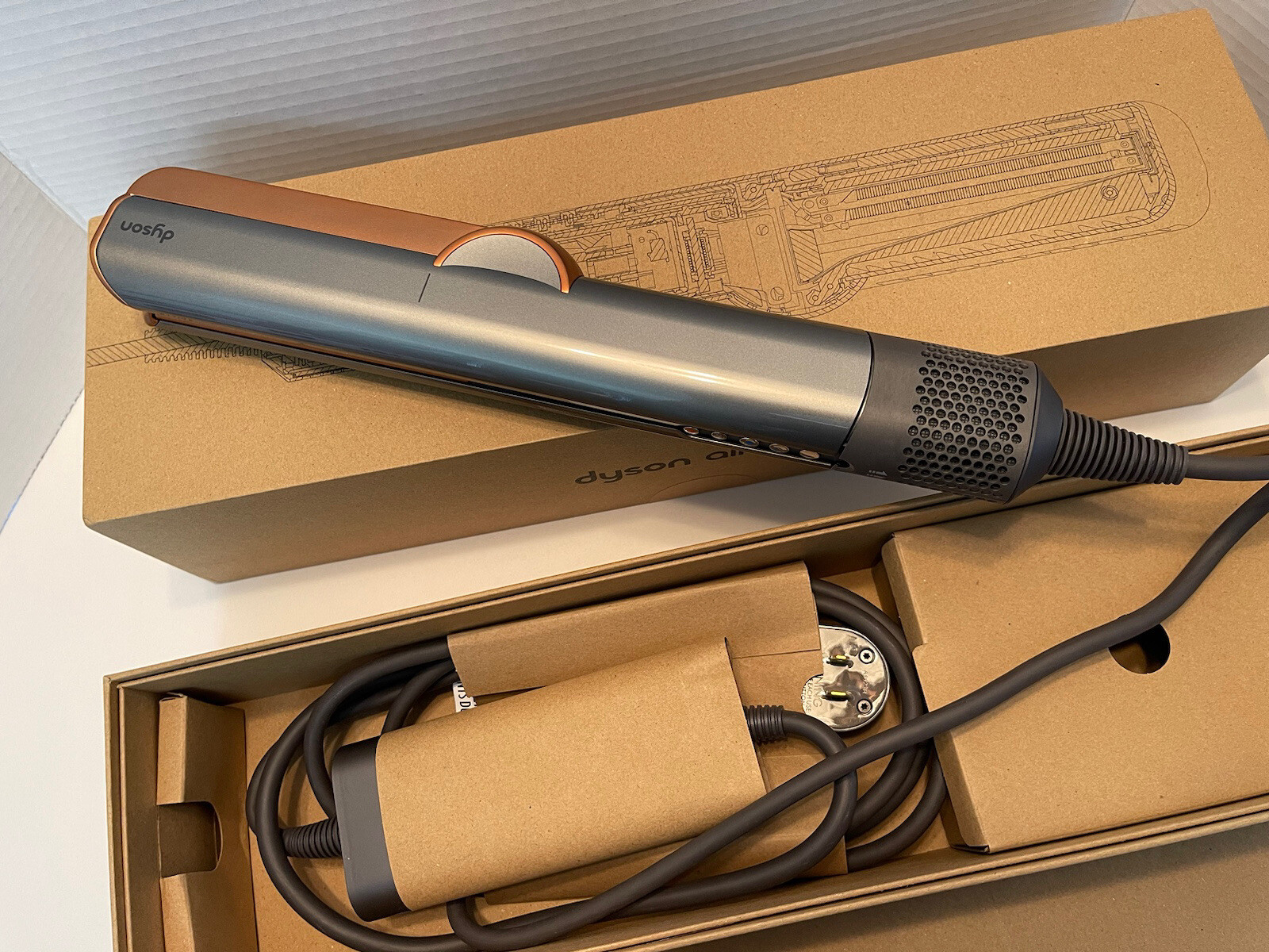 DYSON AIRSTRAIT HAIR STRAIGHTENER NICKEL/ COPPER OPEN BOX