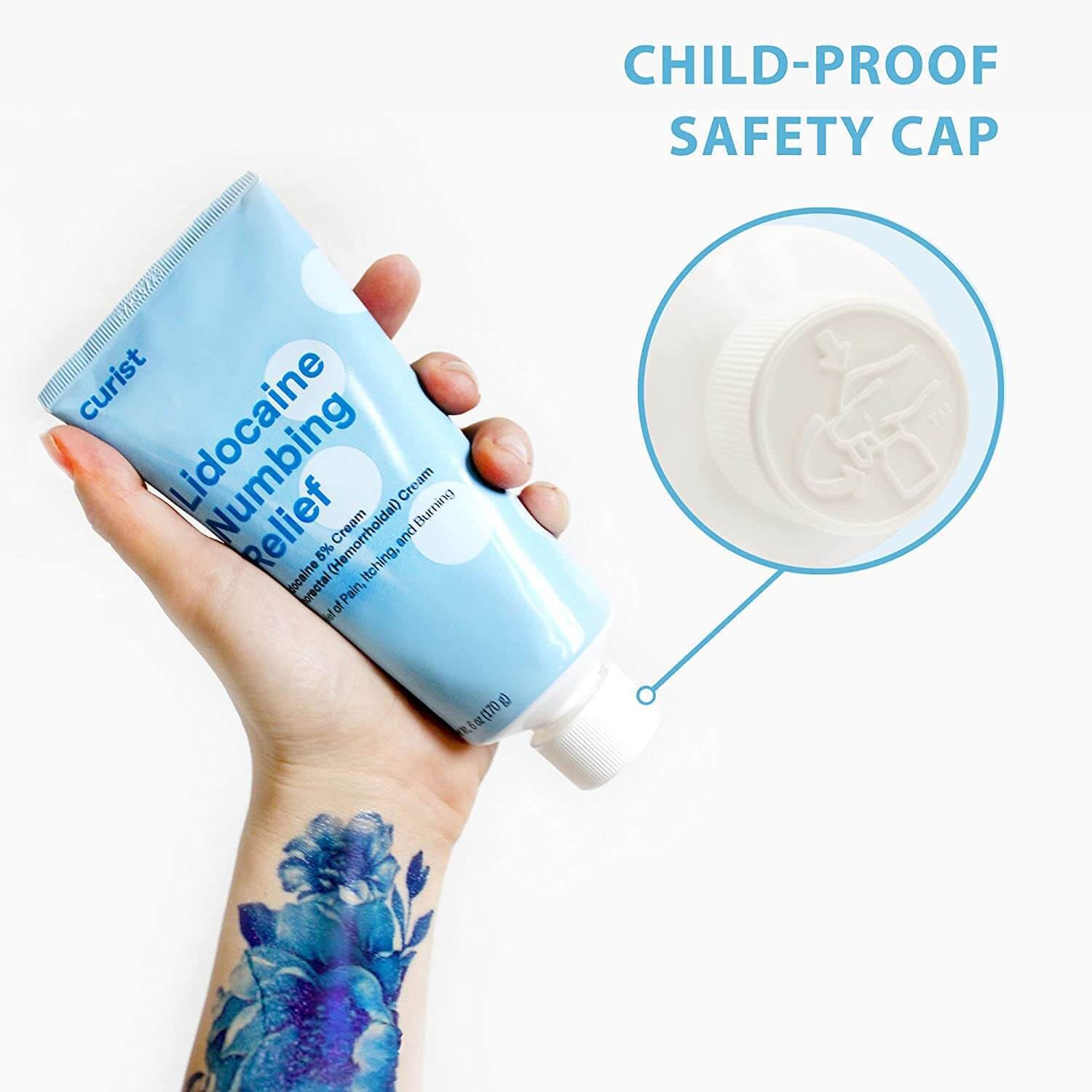 Curist Lidocaine Cream 5% 6 oz Tube Numbing Relief 6 oz Bulk Lidocaine 5%