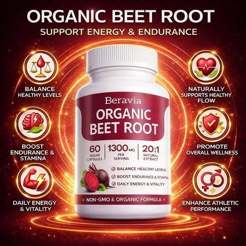 Beravia Organic Beet Root Capsules, Purely Natural, Non-GMO 60 Capsules