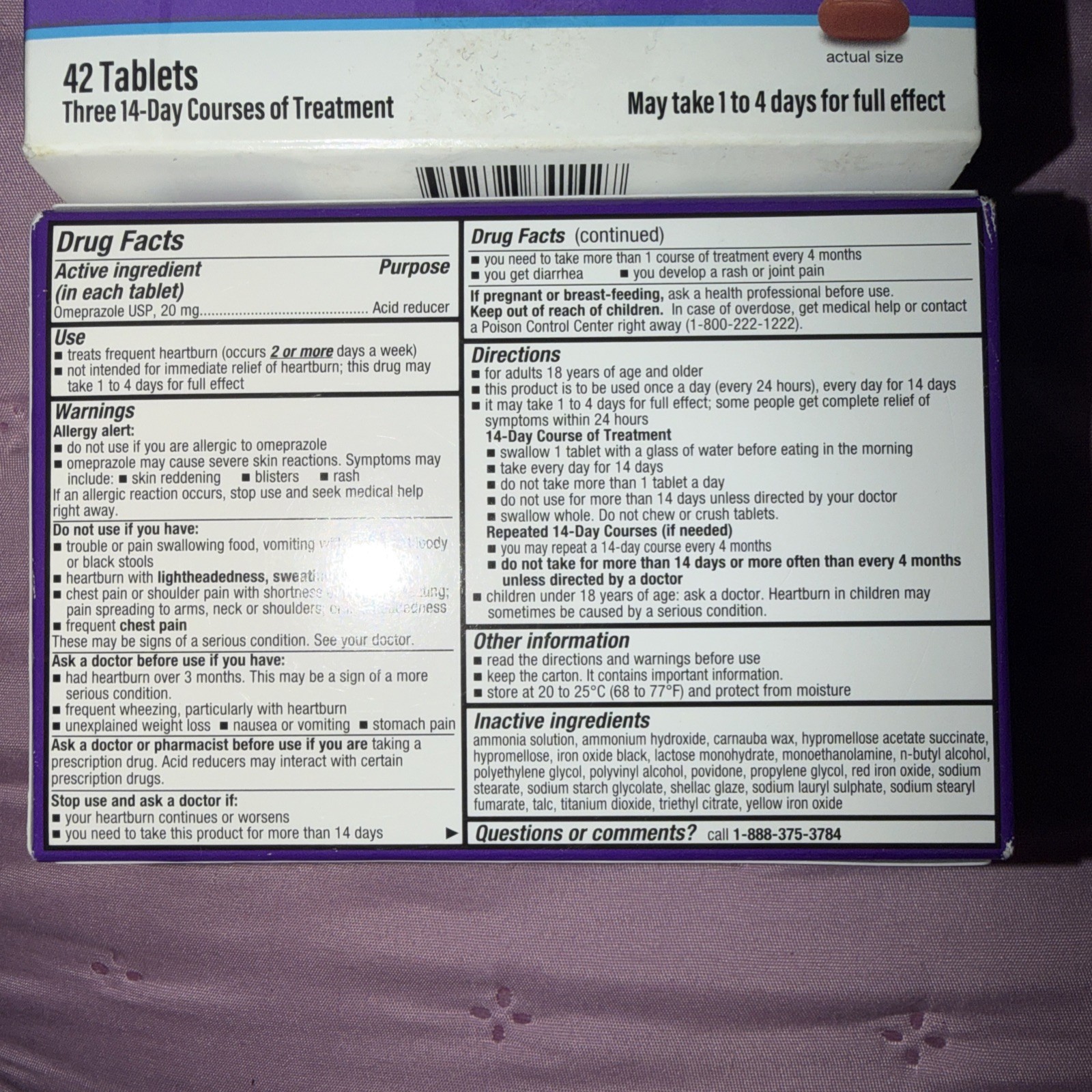 2 Boxes Omeprazole 20 Mg 42 Delayed-Release Acid Reducer Capsules Exp 08/2026