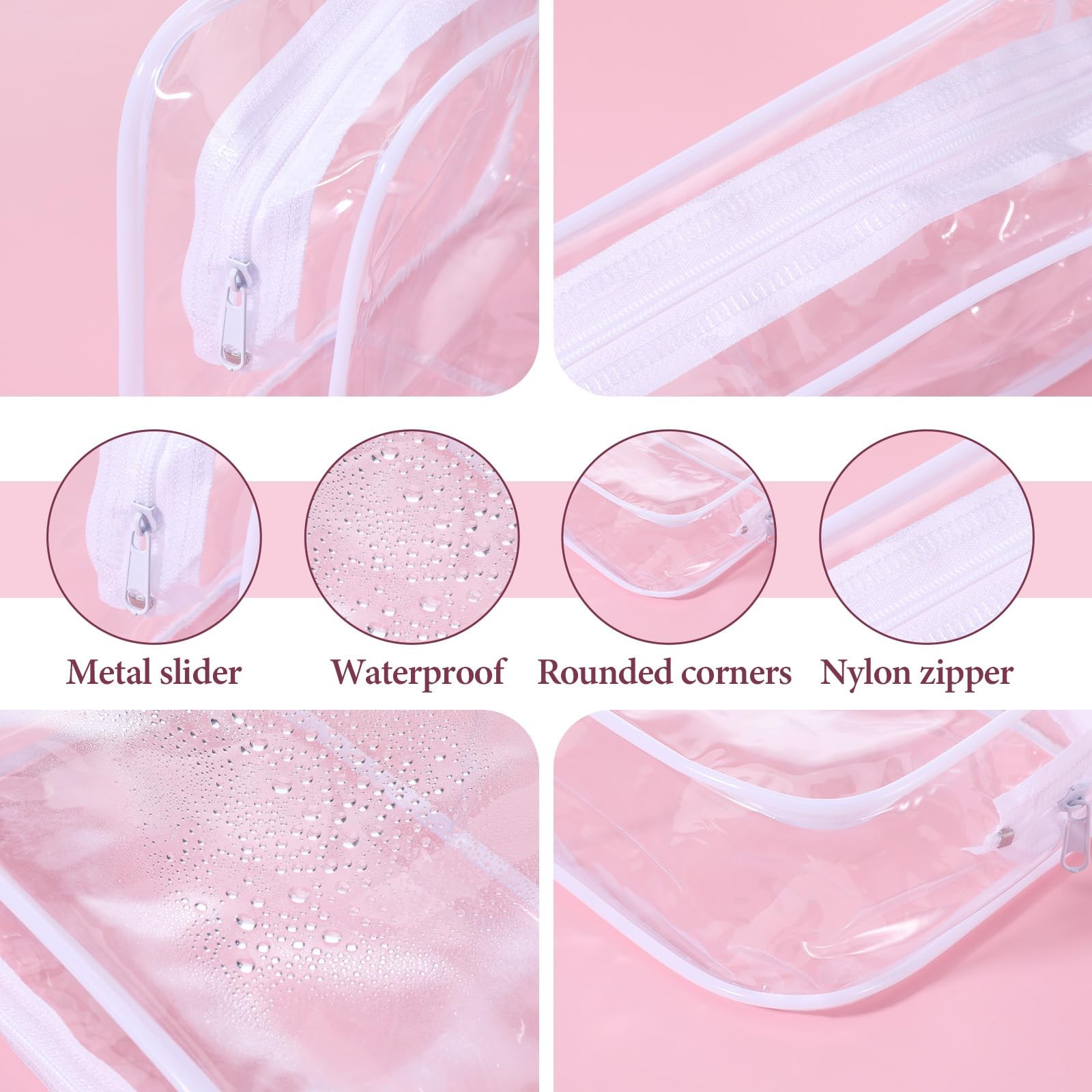 28 Pack Clear Cosmetic Bags Makeup Bulk, Portable 18*12*6cm,