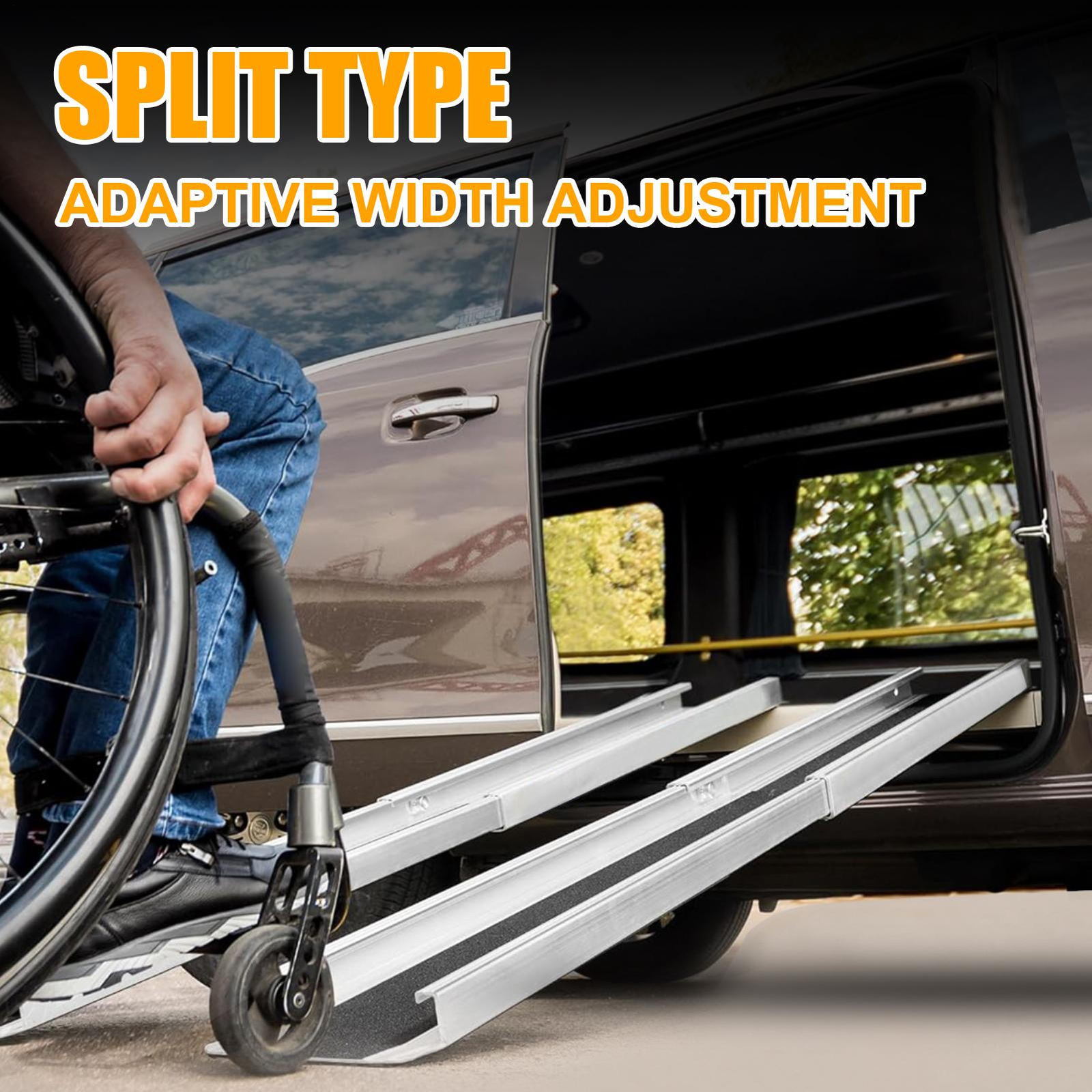 2 Pack Telescopic Aluminum Alloy Wheelchair Ramp 4/6/8 Ft Mobility Ramp 660 Lbs