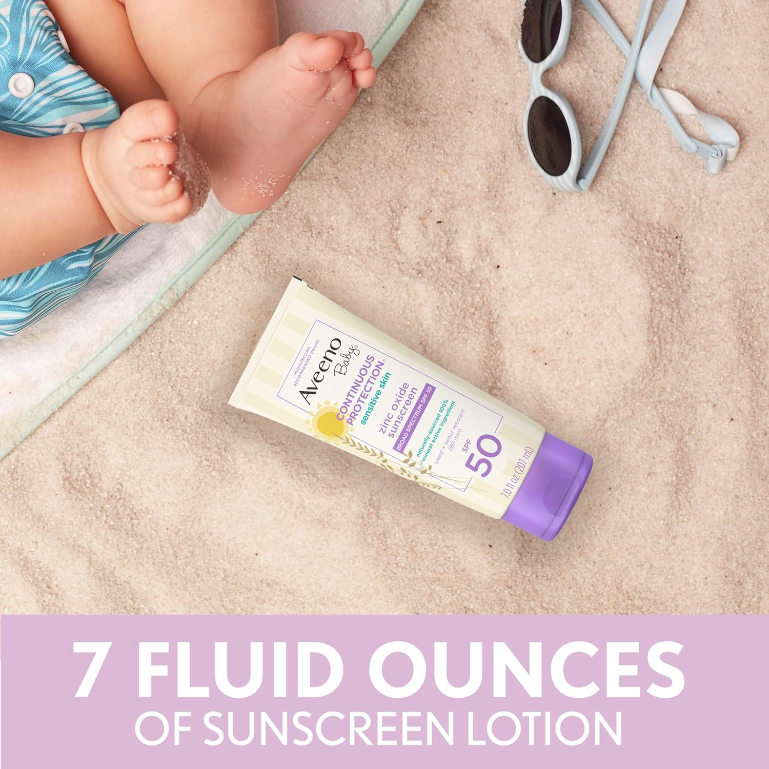 Aveeno Baby Continuous Protection Zinc Oxide Mineral Sunscreen Lotion for Sensit