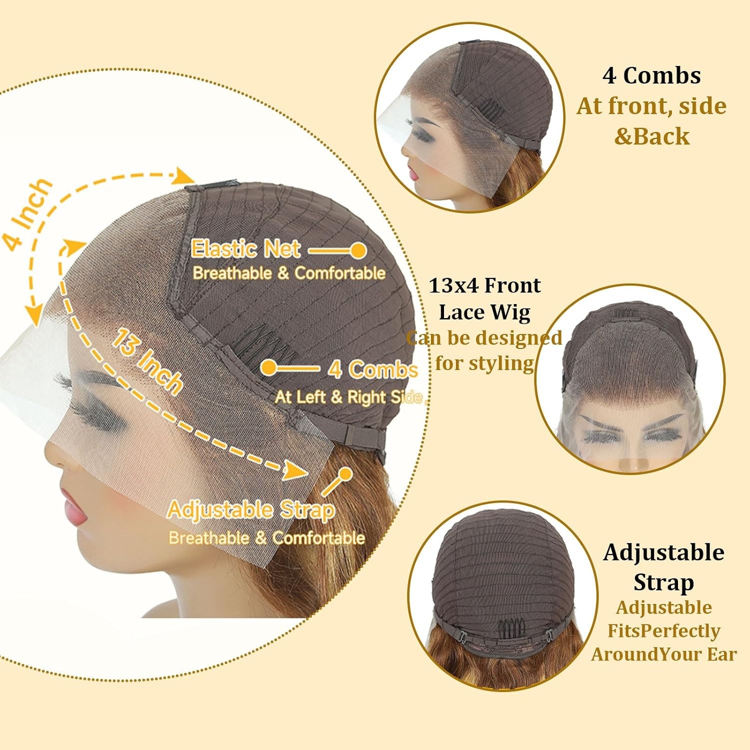 30 inch Honey Blonde Human Hair Ombre Body Wave Lace Front HD 13×4 4×6 Human