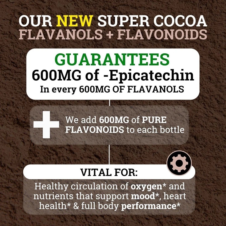 6 PACK! Black Forest High Flavanol Cocoa Powder and Flavonoid Supplements 1200mg