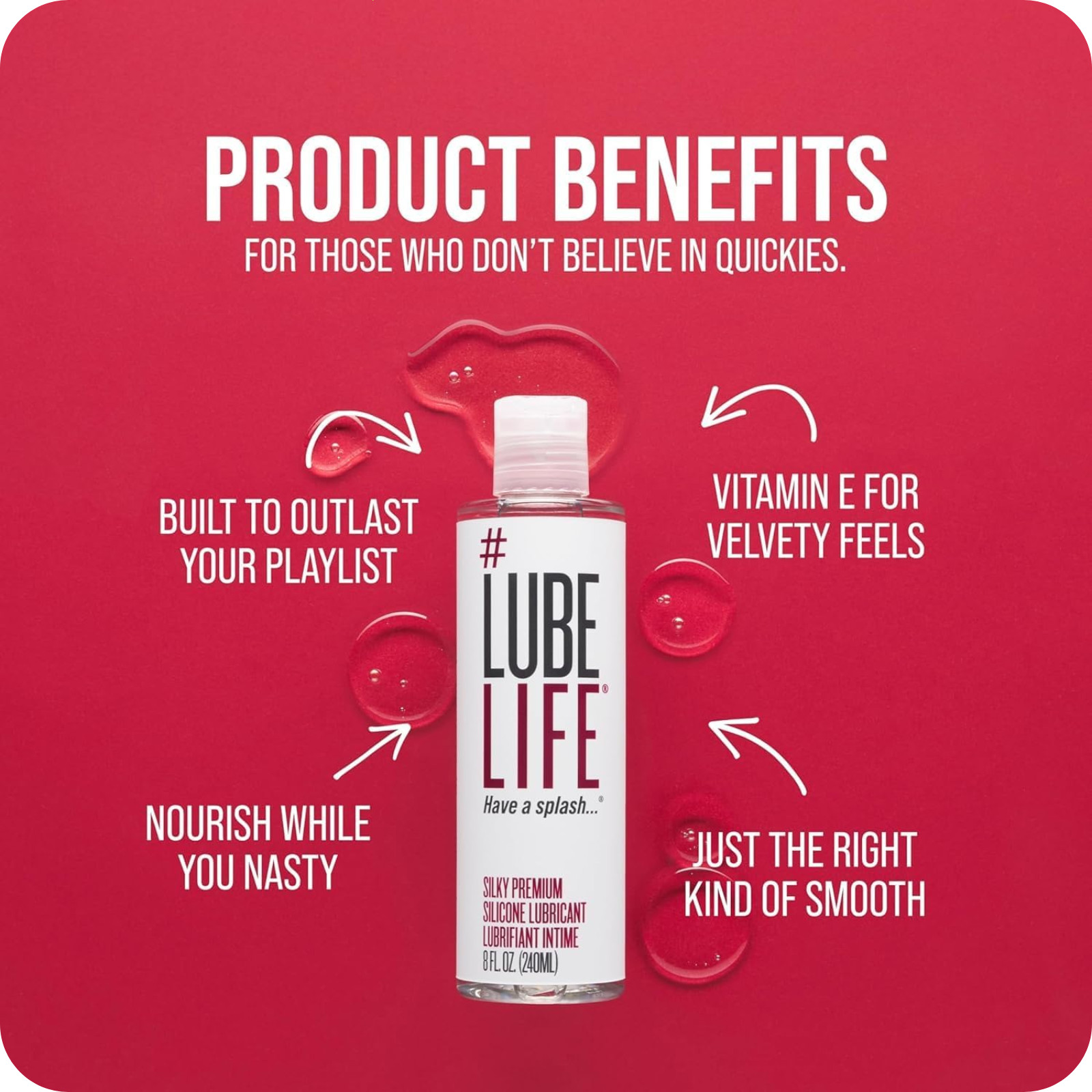 LUBELIFE Silky Premium Silicone Personal Lubricant, 8 Fl Oz