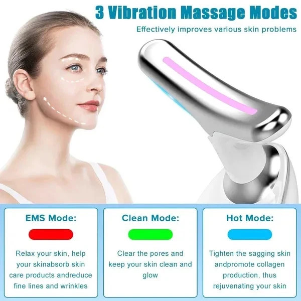 Neck Face Massager Face Sculpting Tool 3 Colour Modes and Vibration for Facial