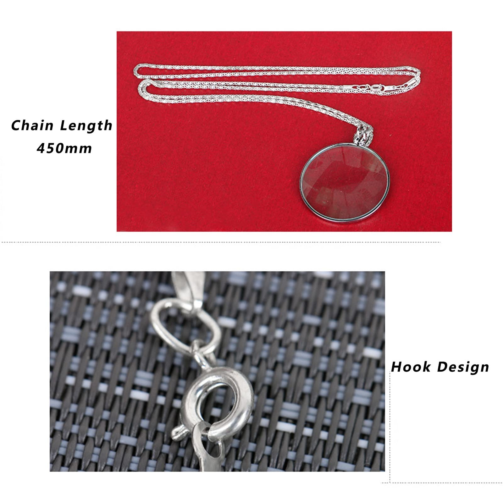 Magnifying Glass Necklace Monocle 5X 1.6in Lens 35.4in Long Chain Gold