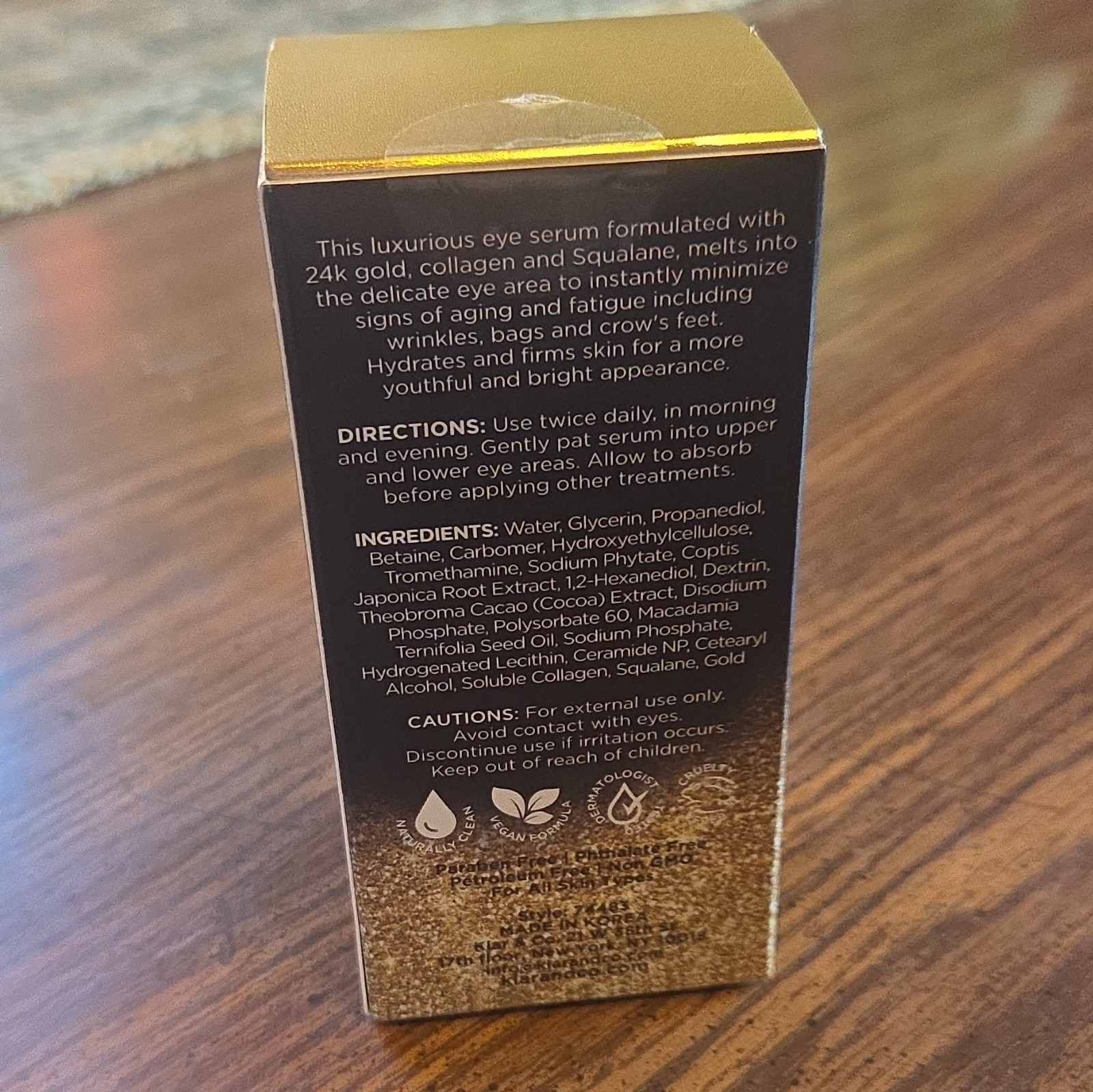 Clear Beauty 24K Gold Collagen & Squalane Eye Serum Firming Hydrating 0.7oz