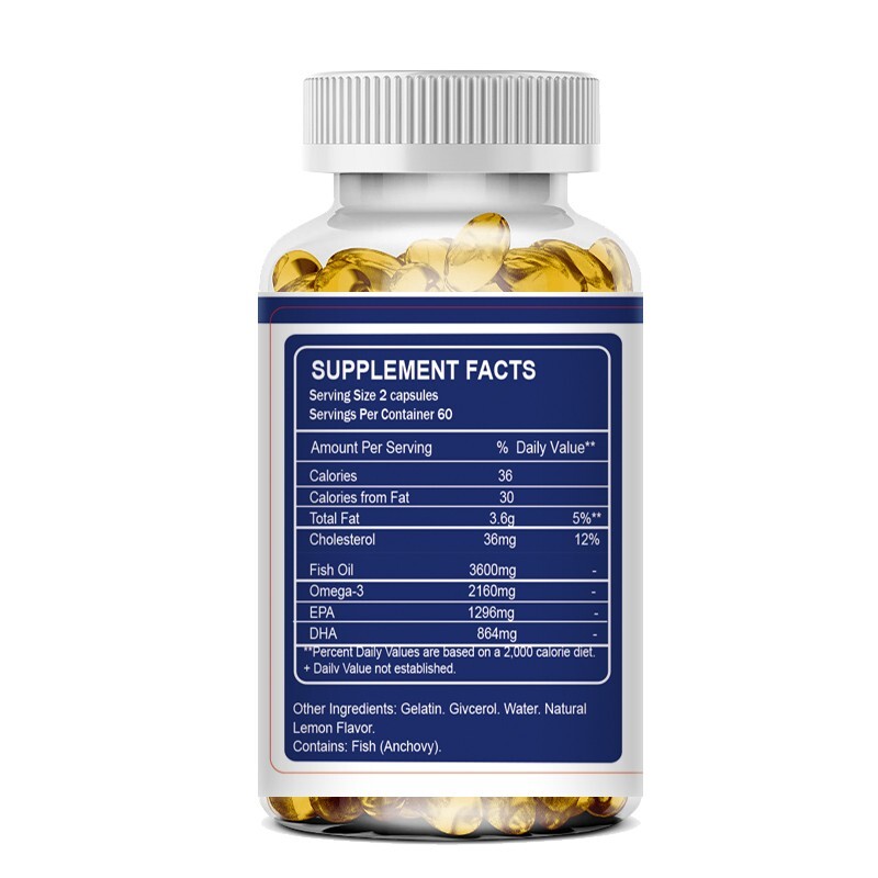 3x Strength EPA & DHA Omega 3 Fish Oil 3600mg, Highest Potency, 120 Softgels