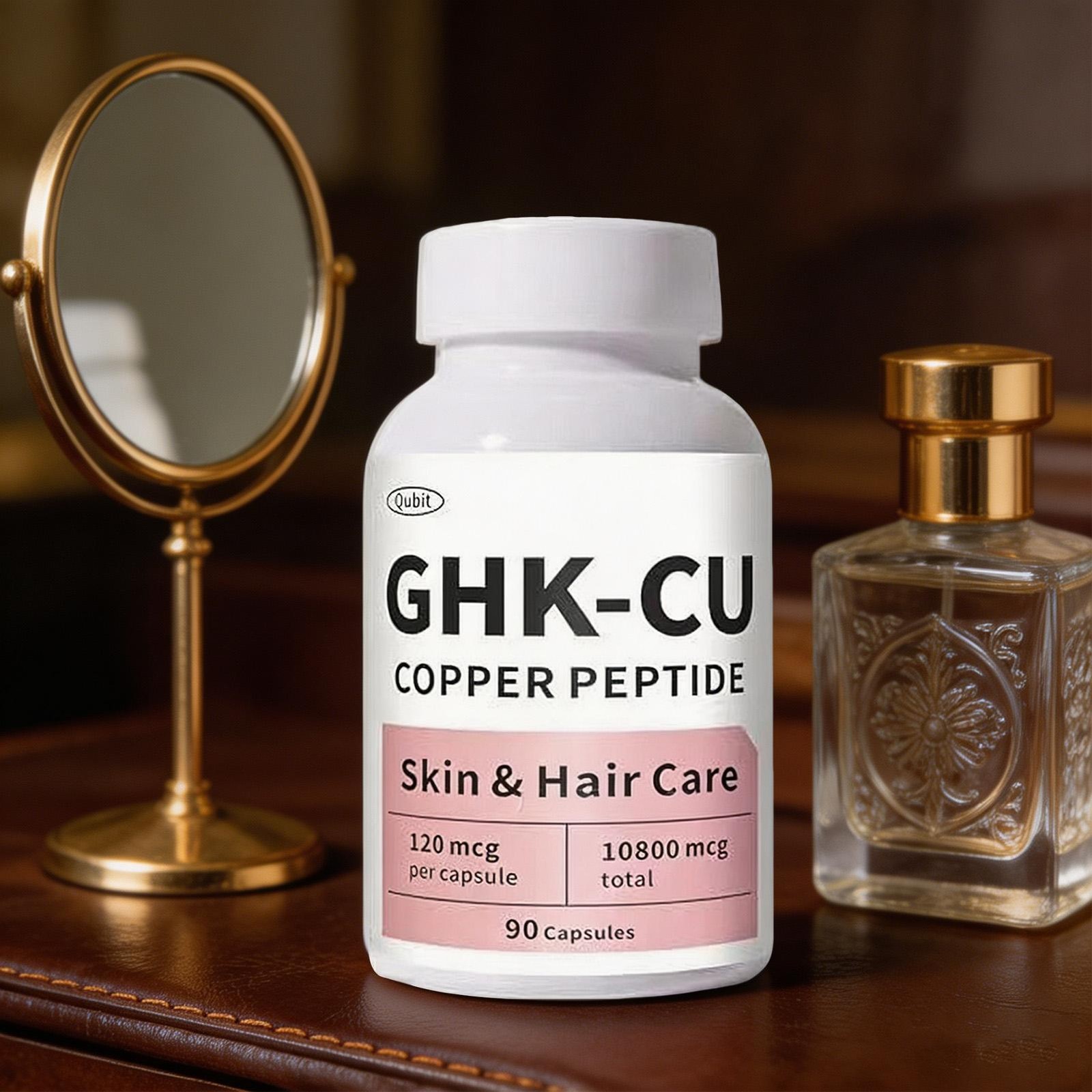 GHK-Cu Copper Peptide Supplement for Skin & Hair, Easy to Absorb – 90 Capsules