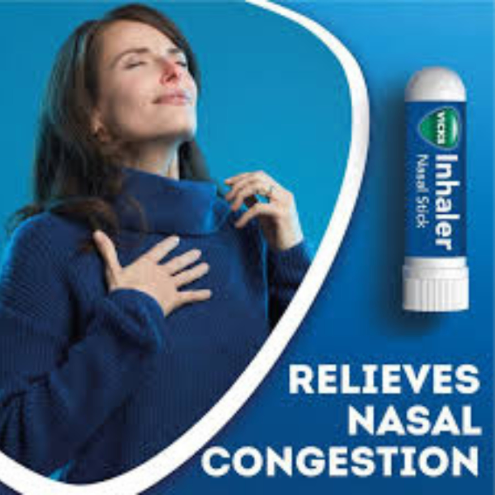 Vicks Inhaler Sinus Nasal Congestion Cold Allergy Block Nose Relief 0.5ml 4-Pck