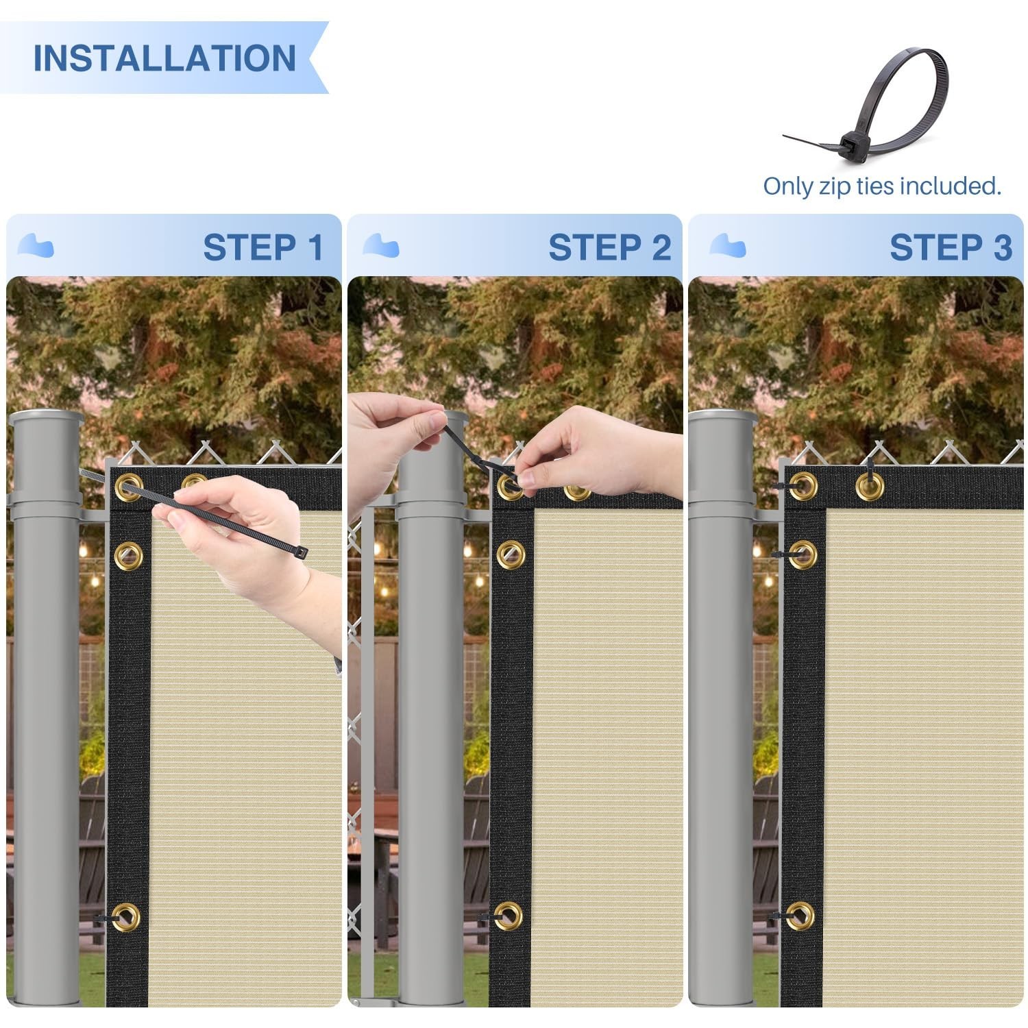 E&K Sunrise 5′ x 50′ Privacy Fence Screen with Grommets, Outdoor Windscreen F…