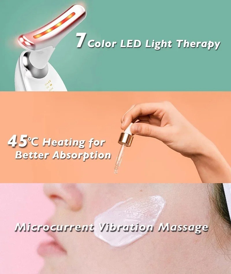 7 Colors Face Neck Massager Facial Lifting Device Skin Tightening Anti Wrinkle