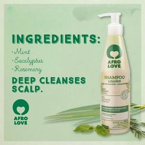 Afro Love Liquid Mint Shampoo 10oz – Deep Cleansing & Clarifying Scalp Treatment