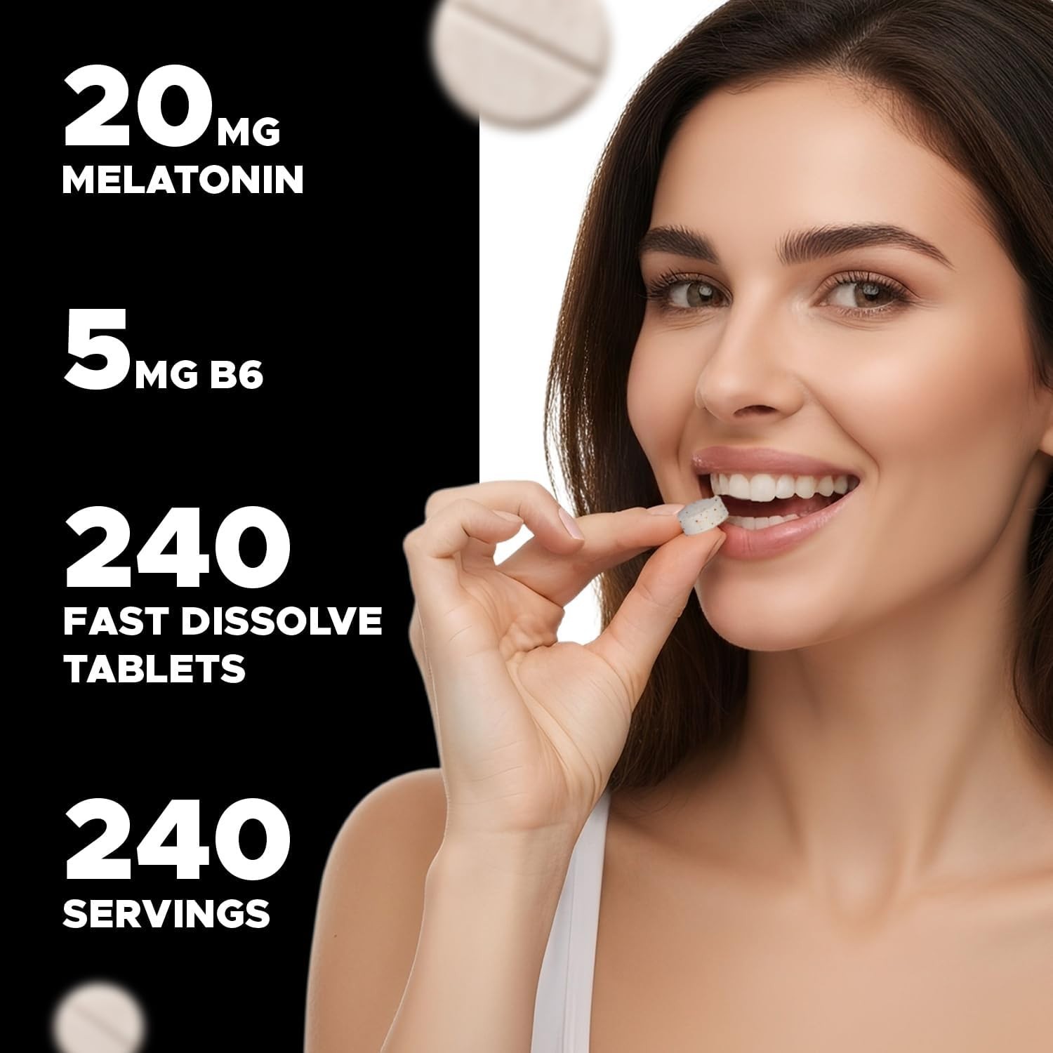 Melatonin 20 Mg – 240 Fast Dissolve Tablets – Drug Free – Natural Berry Flavor –