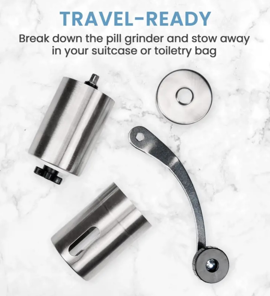Pill Grinder Stainless Steel Pill & Tablet Crusher / Mill – Compact – Travel