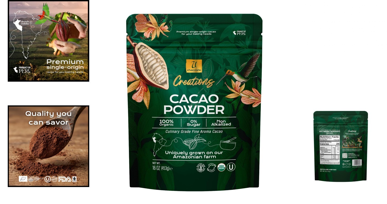 1 LB (16 OZ ) Organic Raw Cacao Powder 100% Pure, ALL NATURAL,ALWAYS FRESH