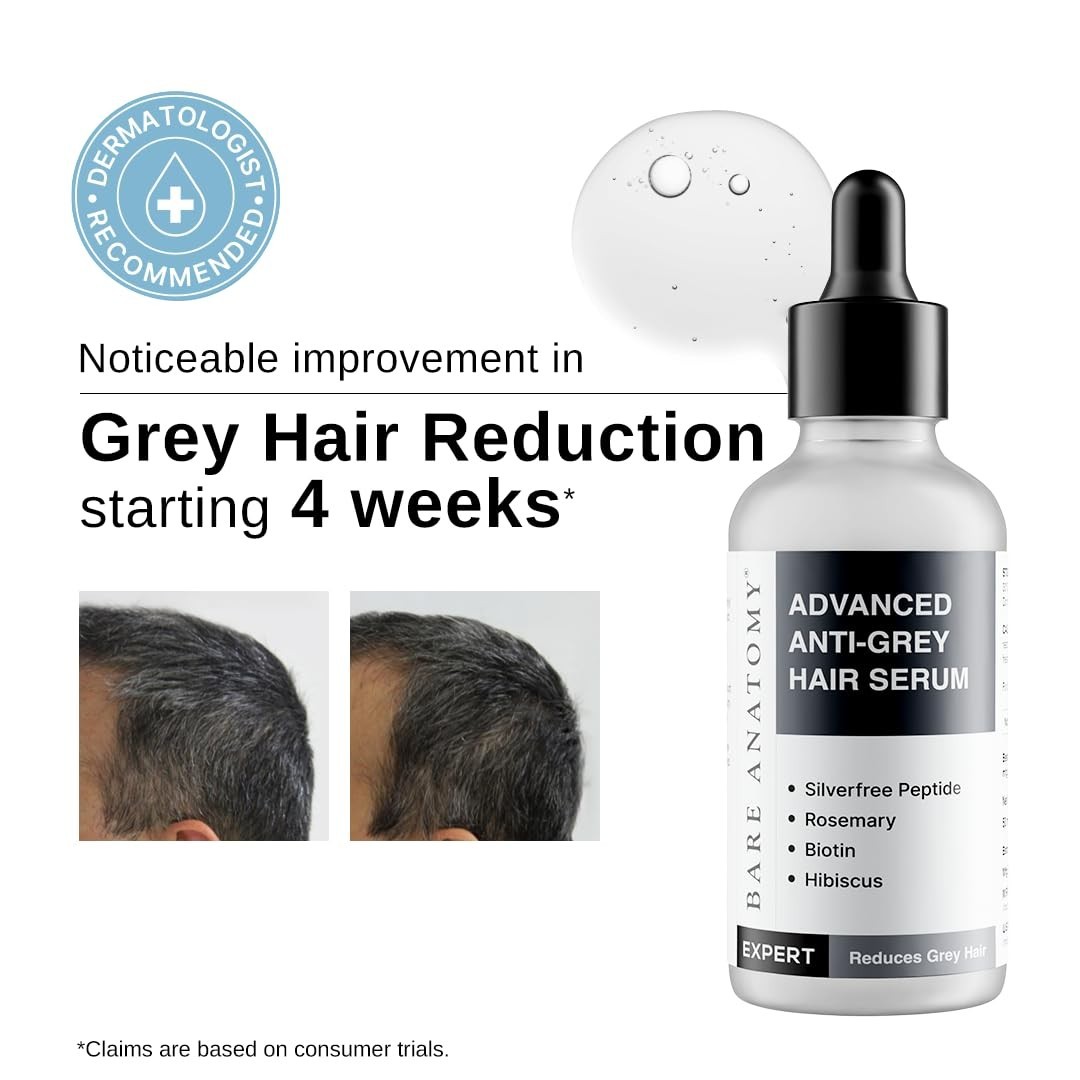 Bare Anatomy Advanced Anti-Grey Serum | Reduces Hair Greying | Silverfree Peptid