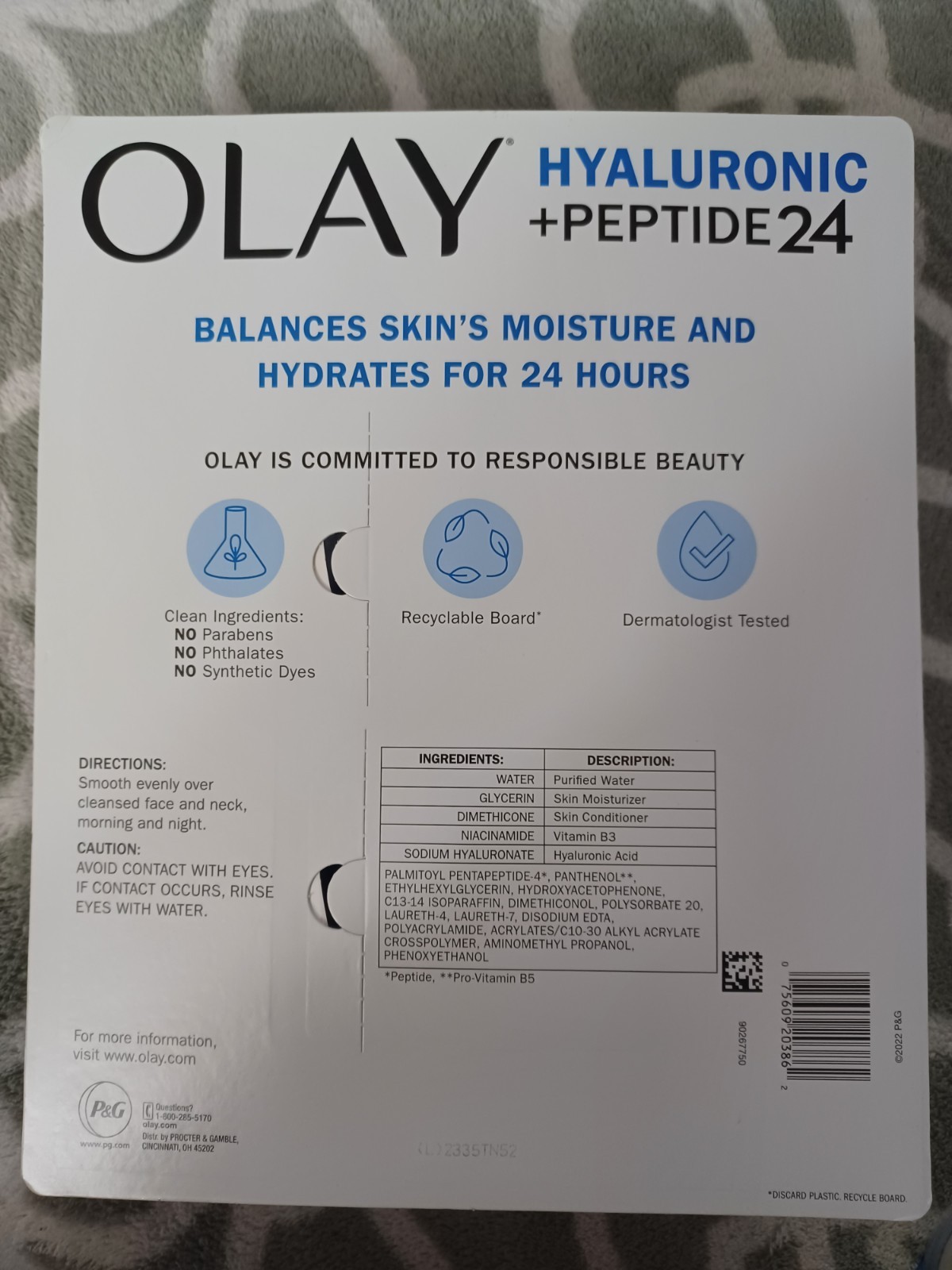 Olay Hyaluronic + Peptide 24 Hydrating Gel Fragrance Free 2 Pack – 1.7oz Ea