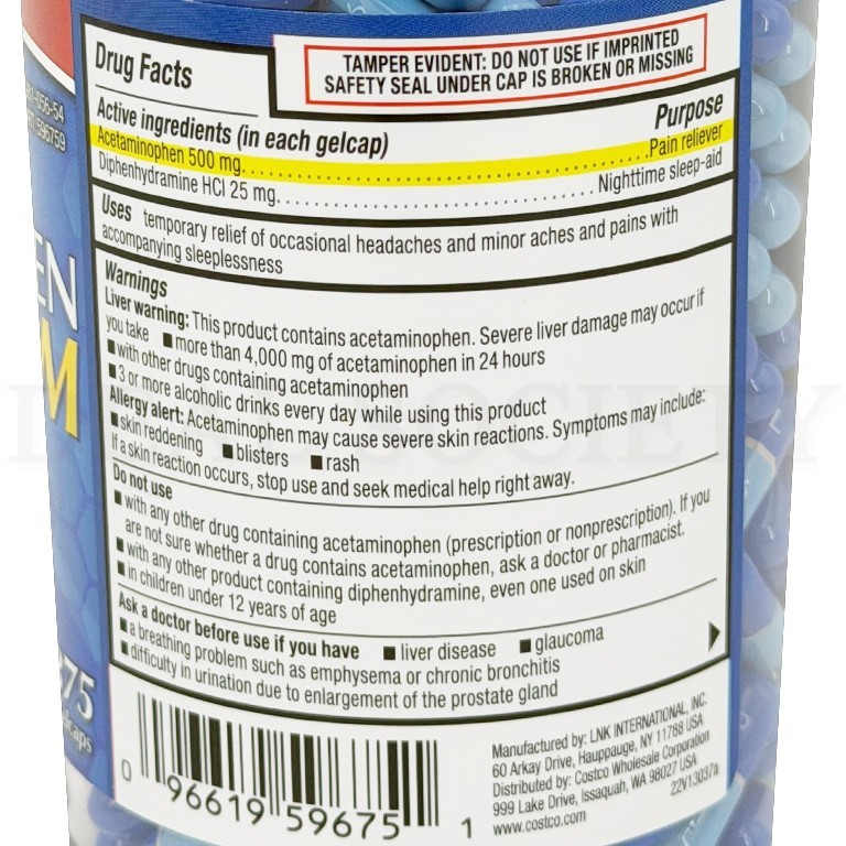 Kirkland Signature Extra Strength Rapid Release Acetaminophen Pm 500Mg 375 Count