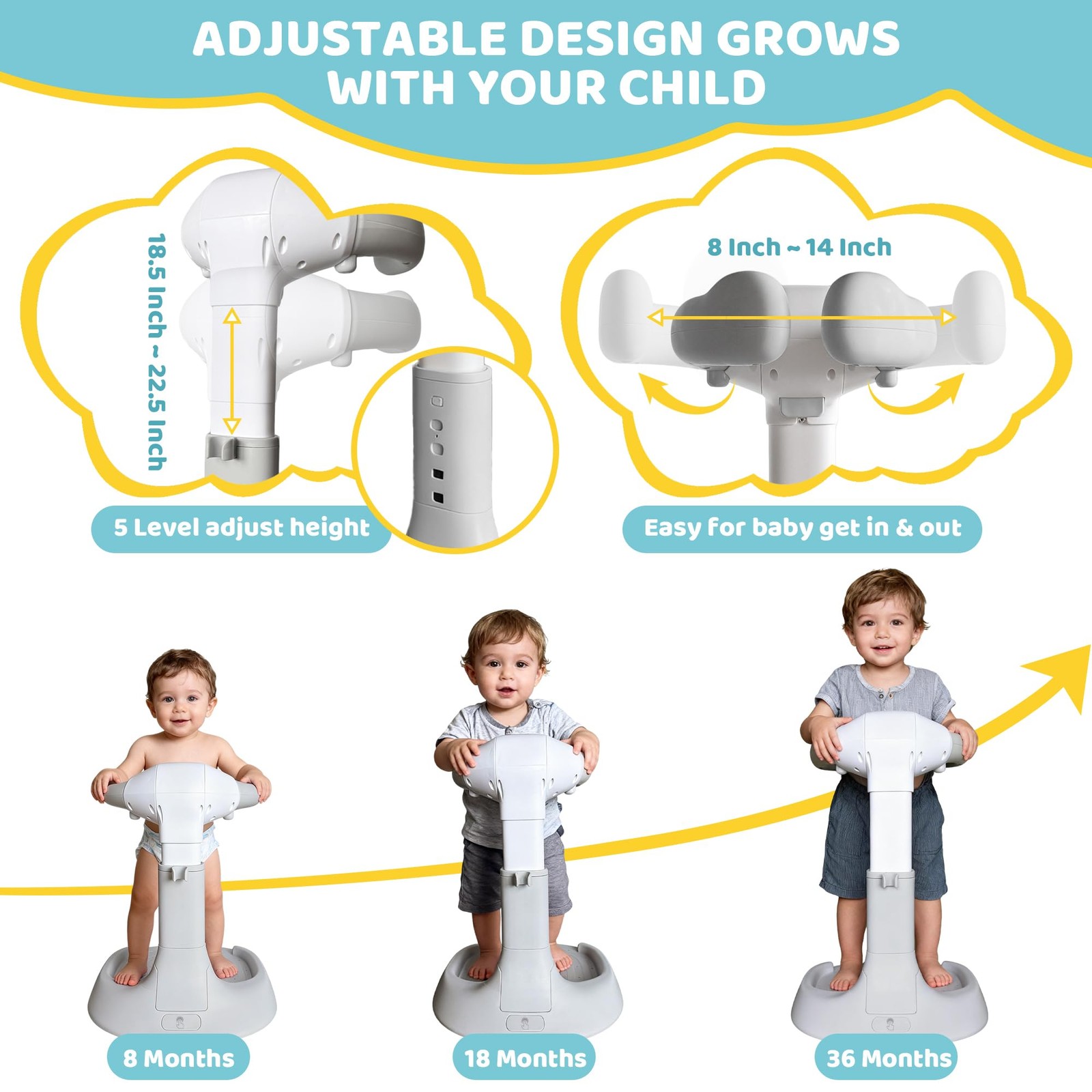 Foldable Baby Shower Standing for Toddlers & Infants 8-36 Months, No Setup An…