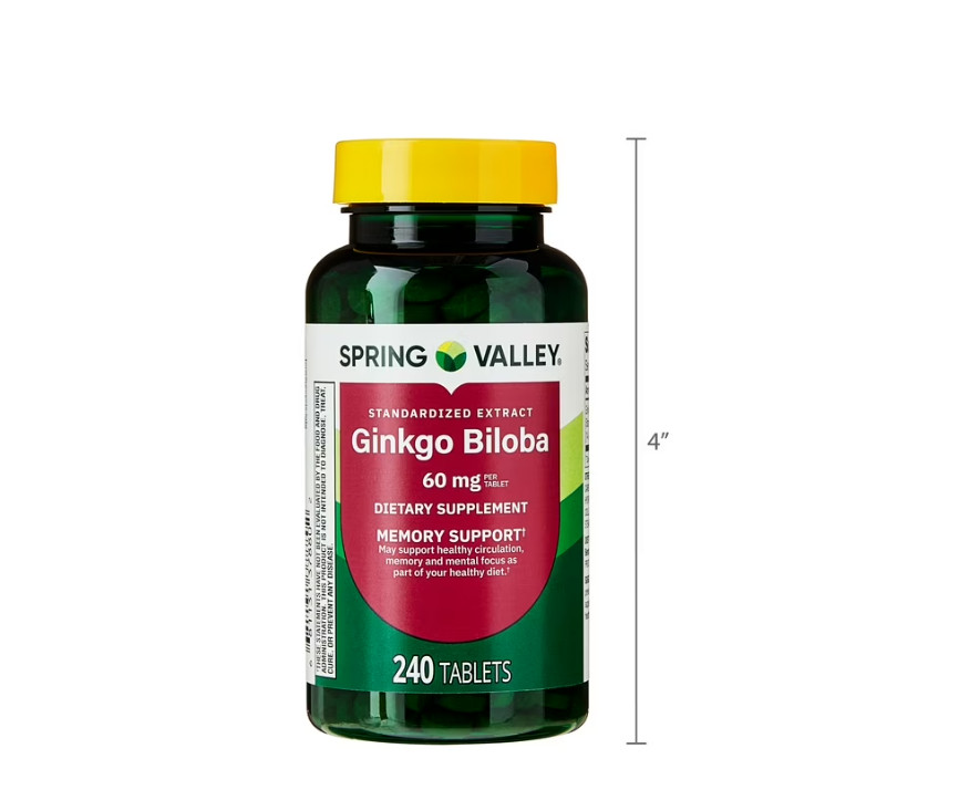 Spring Valley Extract Ginkgo Biloba Herbal Supplement 60 mg, 240 ct Always Fresh