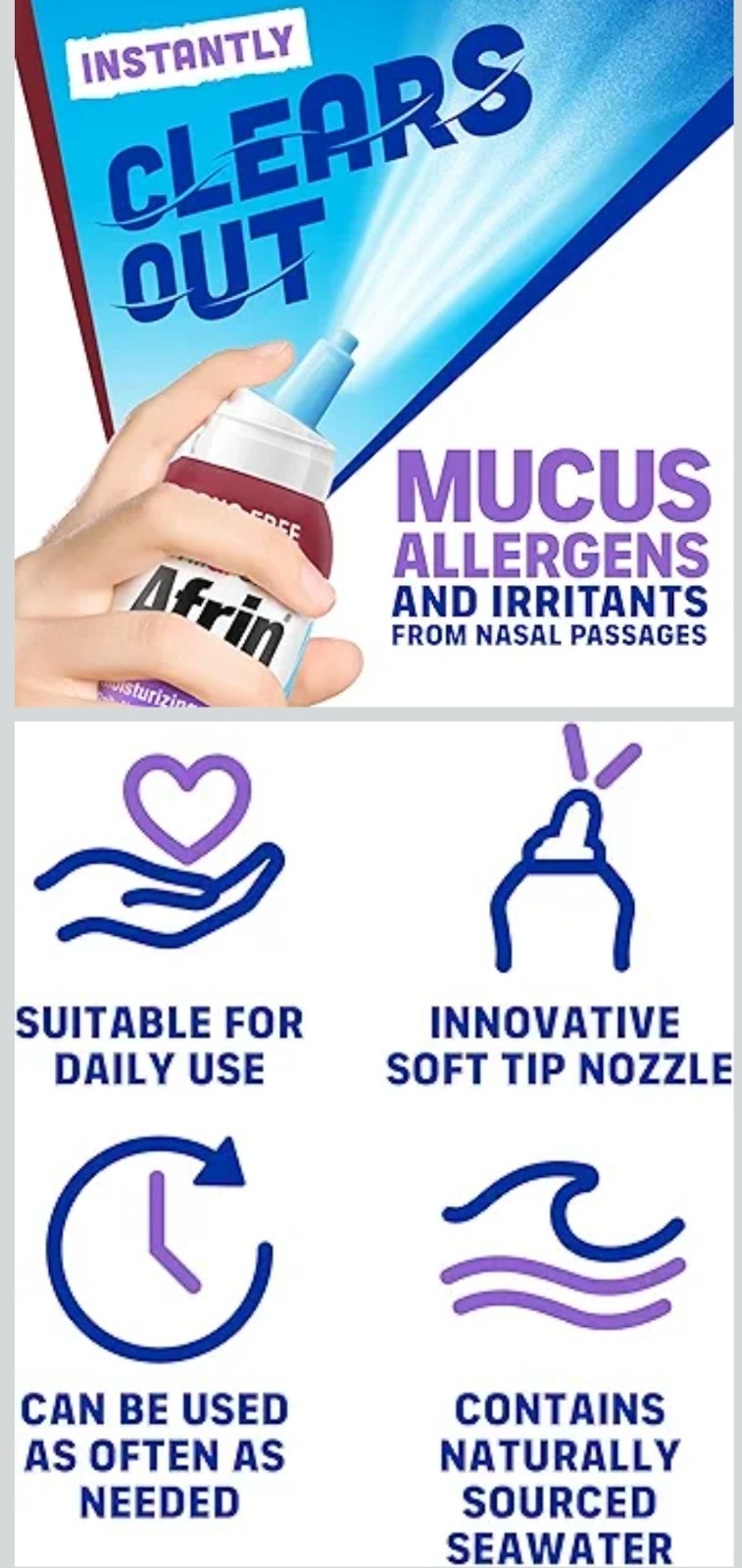 2 packs – Afrin Children’s Saline Nasal Mist, Drug-Free, 5 fl oz