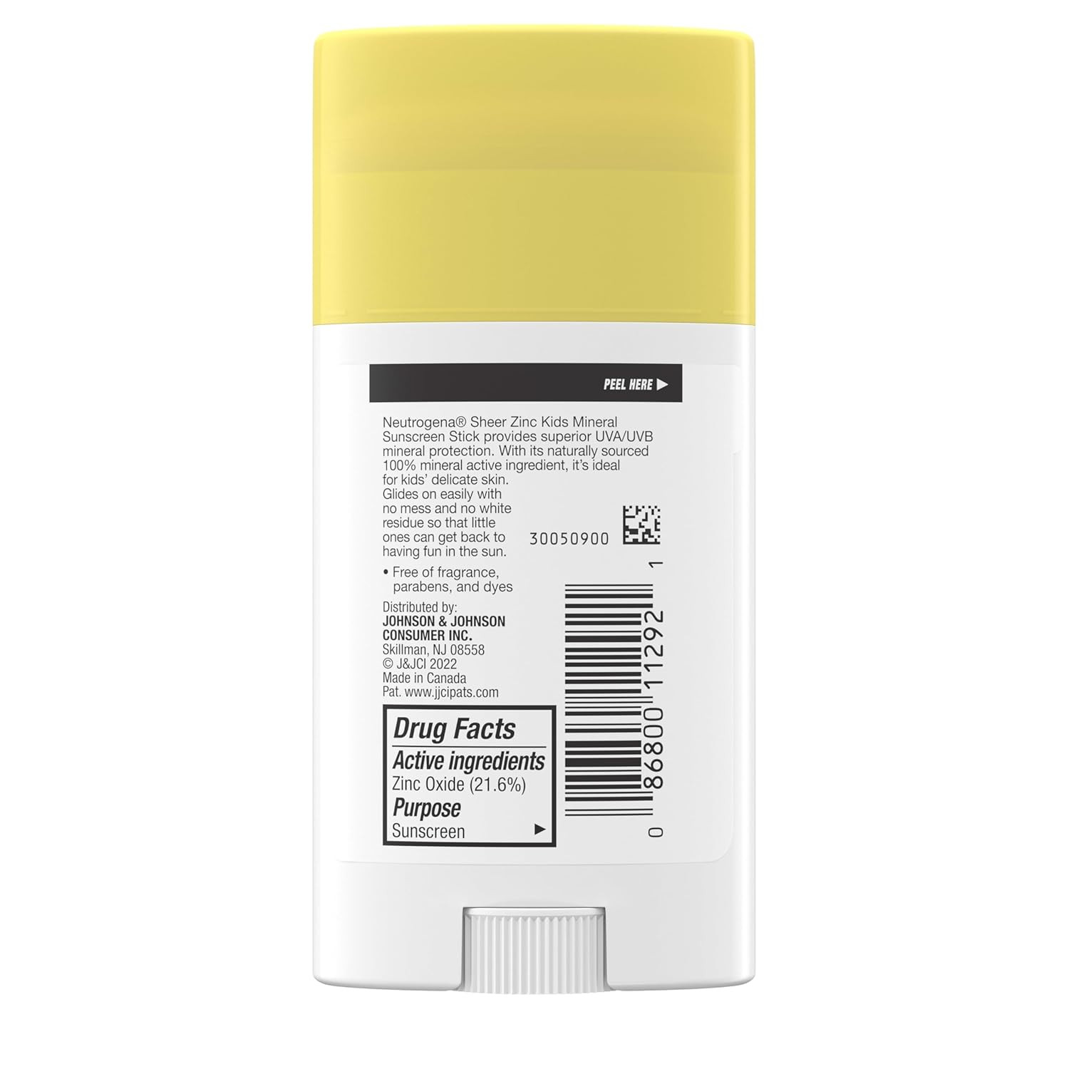 Neutrogena Sheer Zinc Oxide Kids Mineral Sunscreen Stick, Broad Spectrum SPF 50+