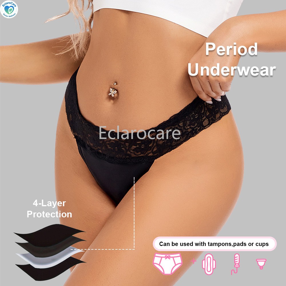 3pcs Period Underwear Women Lace Low-rise 4-layer Leak-Proof Menstrual Panties