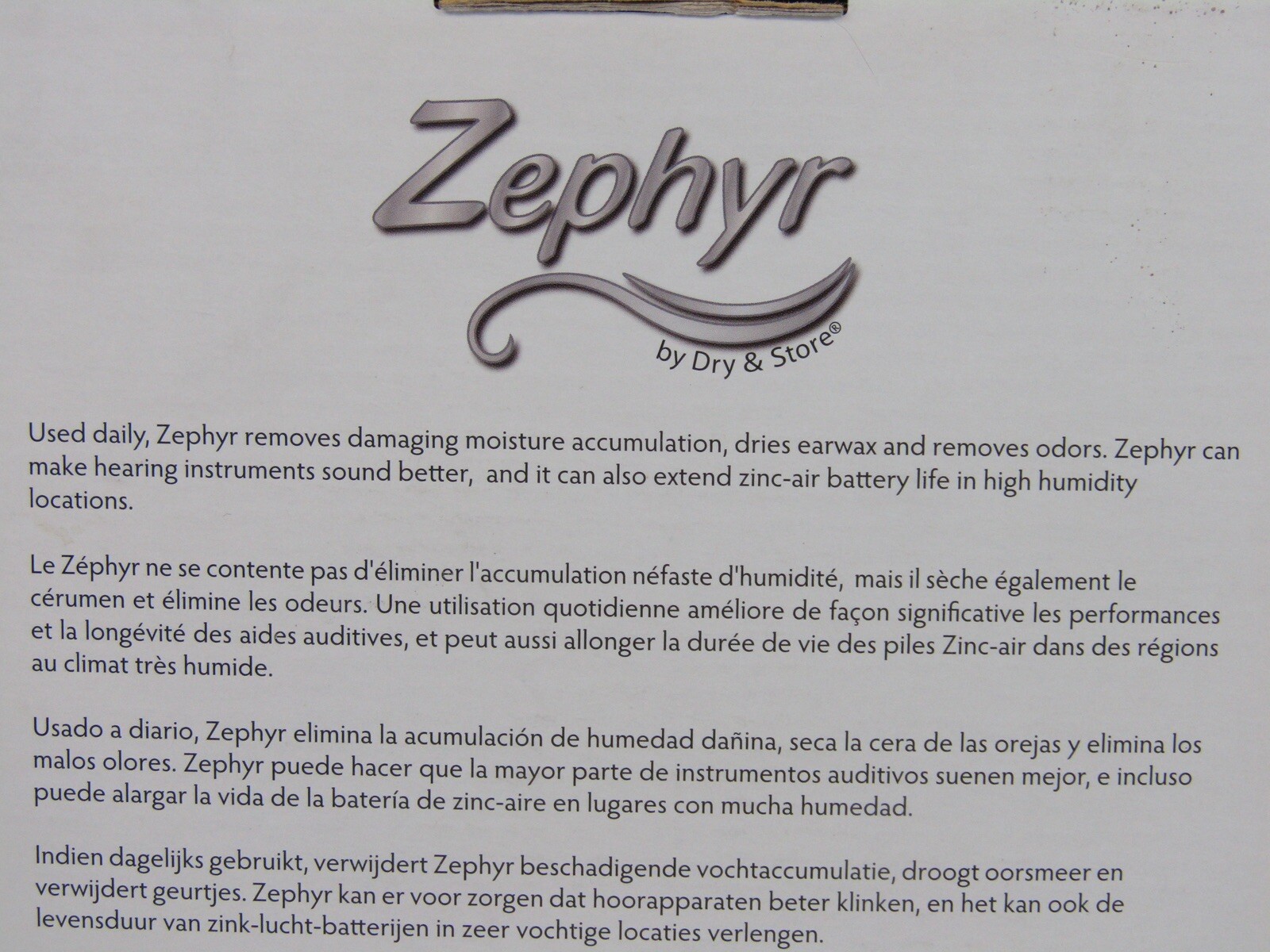 Zephyr By Dry & Store Hearing Aid Dryer-Model ZTR-Silver-Original Box-EUC