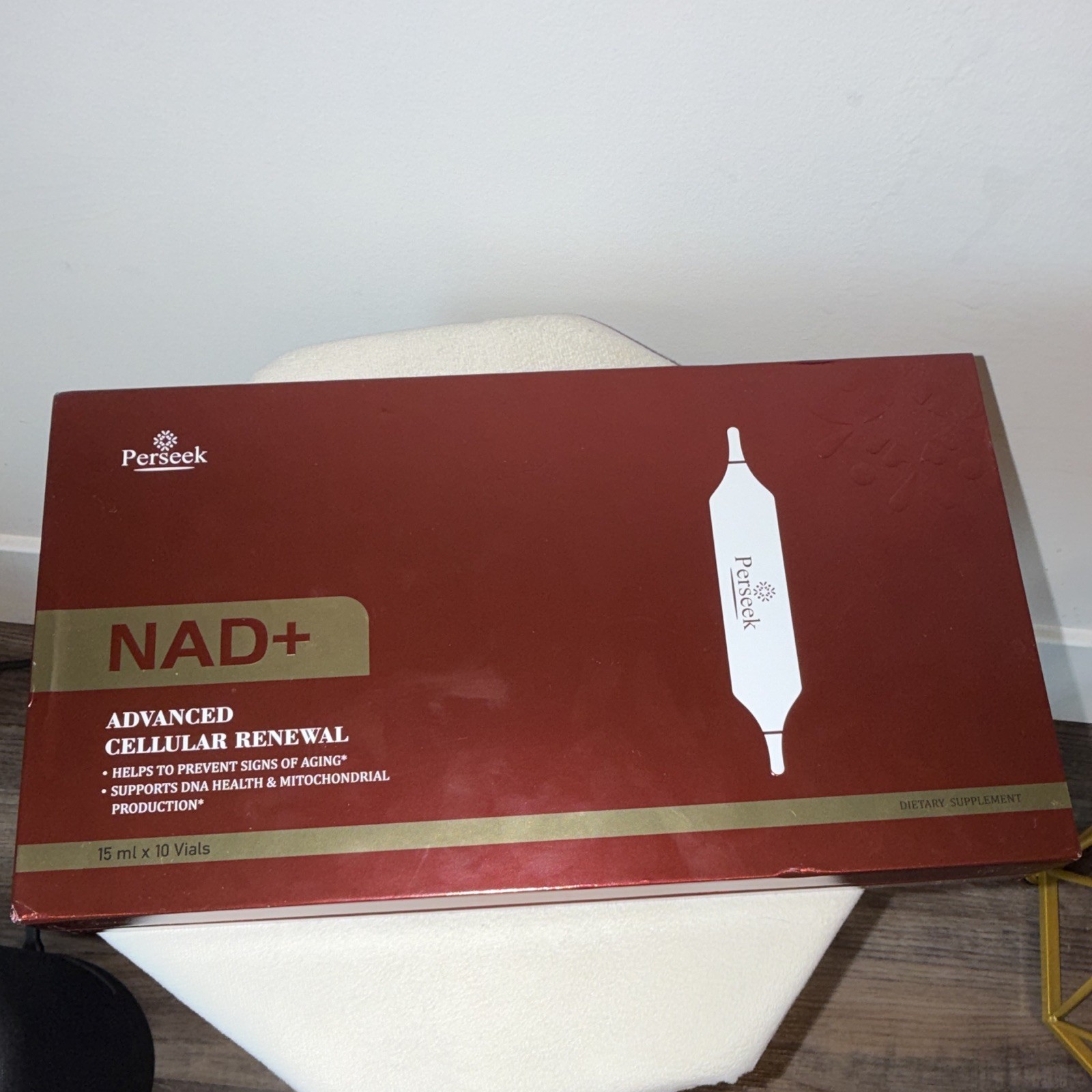 Perseek NAD+ Liquid Vials 10ct 15mL 300mg Anti-Aging Gluten-Free Exp 10/2026