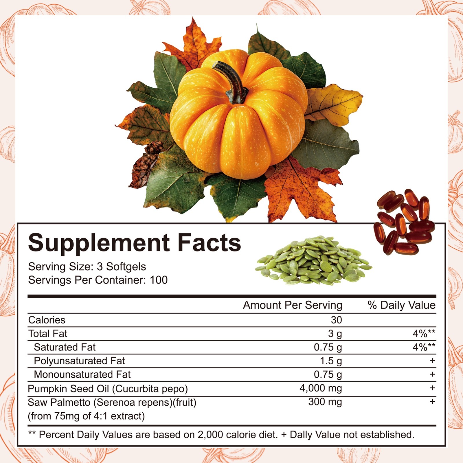 Pumpkin Seed Oil Saw Palmetto 4000mg Softgels Natural Prostate Support Free ship