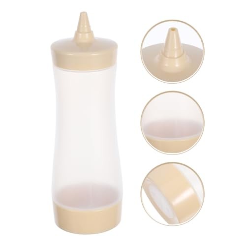 3-Pack 12Oz Plastic Squeeze Sauce Bottles with Leak-Proof Flip Caps for Beige